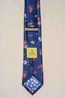 Cavani Navy Blue Floral Silk Tie Set for Men - Elegant Necktie for Weddings, Business & Formal Events