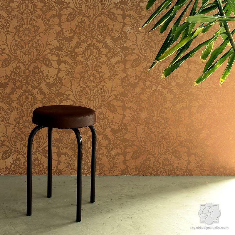Lisabetta Damask Wall Stencil - Reusable DIY Painting Template for Home Decor, Accent Walls & Furniture - Perfect for Bedroom, Living Room & Nursery Renovation