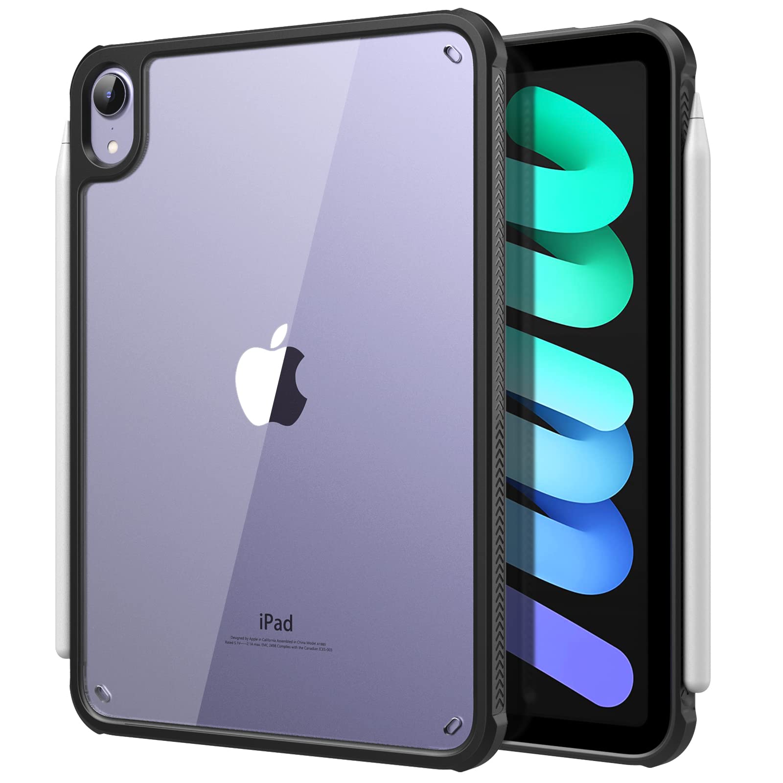 TiMOVO iPad Mini 6 Case (8.3-inch, 2021) - Ultra Slim Shock Absorbing TPU Cover with Air-Pillow Edge, Supports Touch ID & Apple Pencil Charging - Perfect for Work, Travel & School - Black