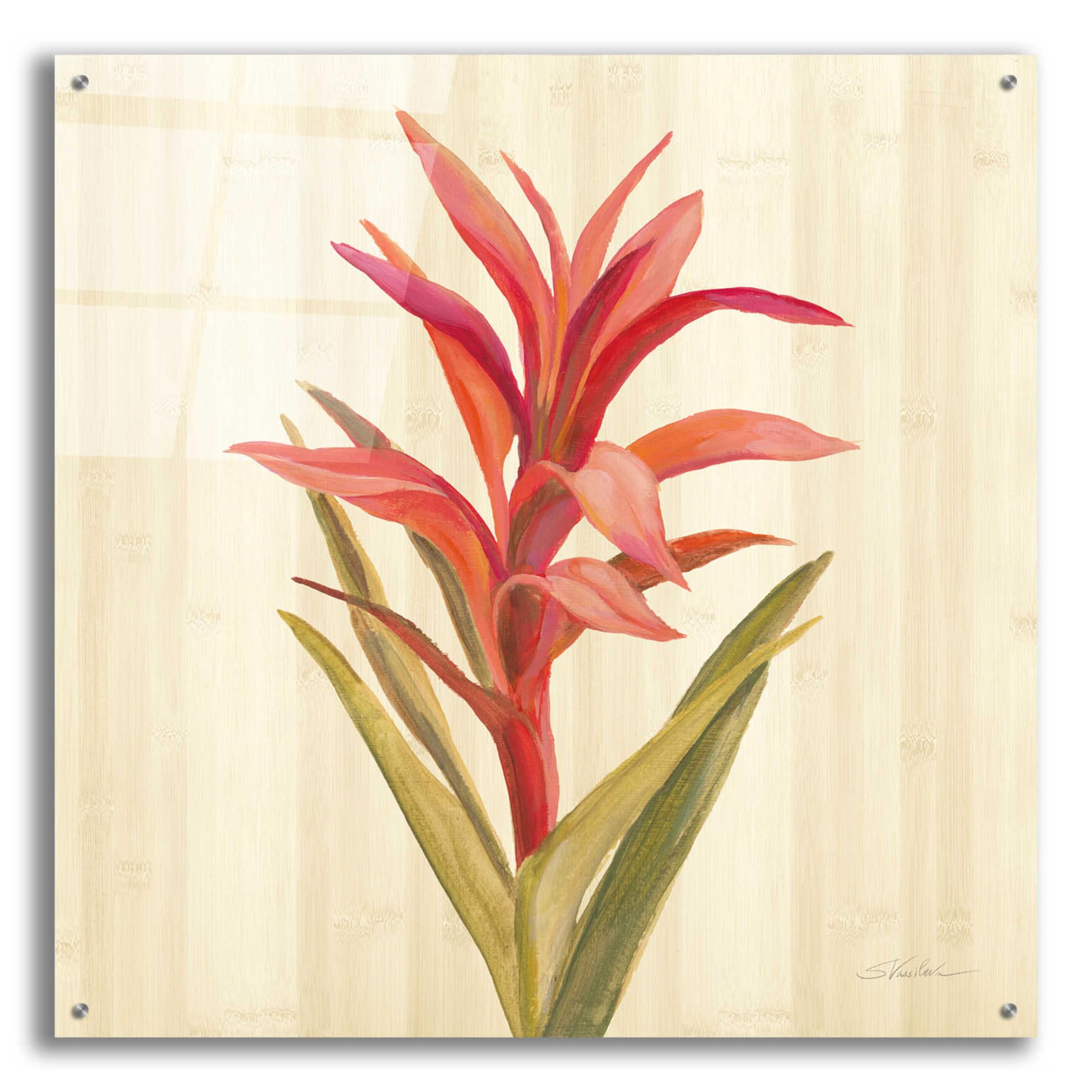 Silvia Vassileva Tropical Garden III Acrylic Glass Wall Art - 36x36 Inch Modern Abstract Painting for Living Room, Bedroom & Office Decor