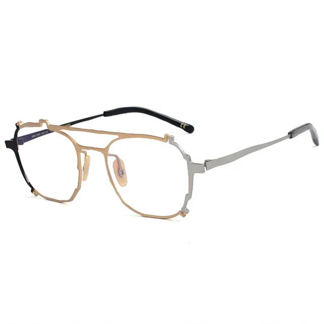 Aror Unisex Full Rim Square Double Bridge Titanium Eyeglasses 49480 - Lightweight Durable Frame for Reading, Work & Fashion (Silver/Black) - Perfect for Office, Driving & Everyday Wear