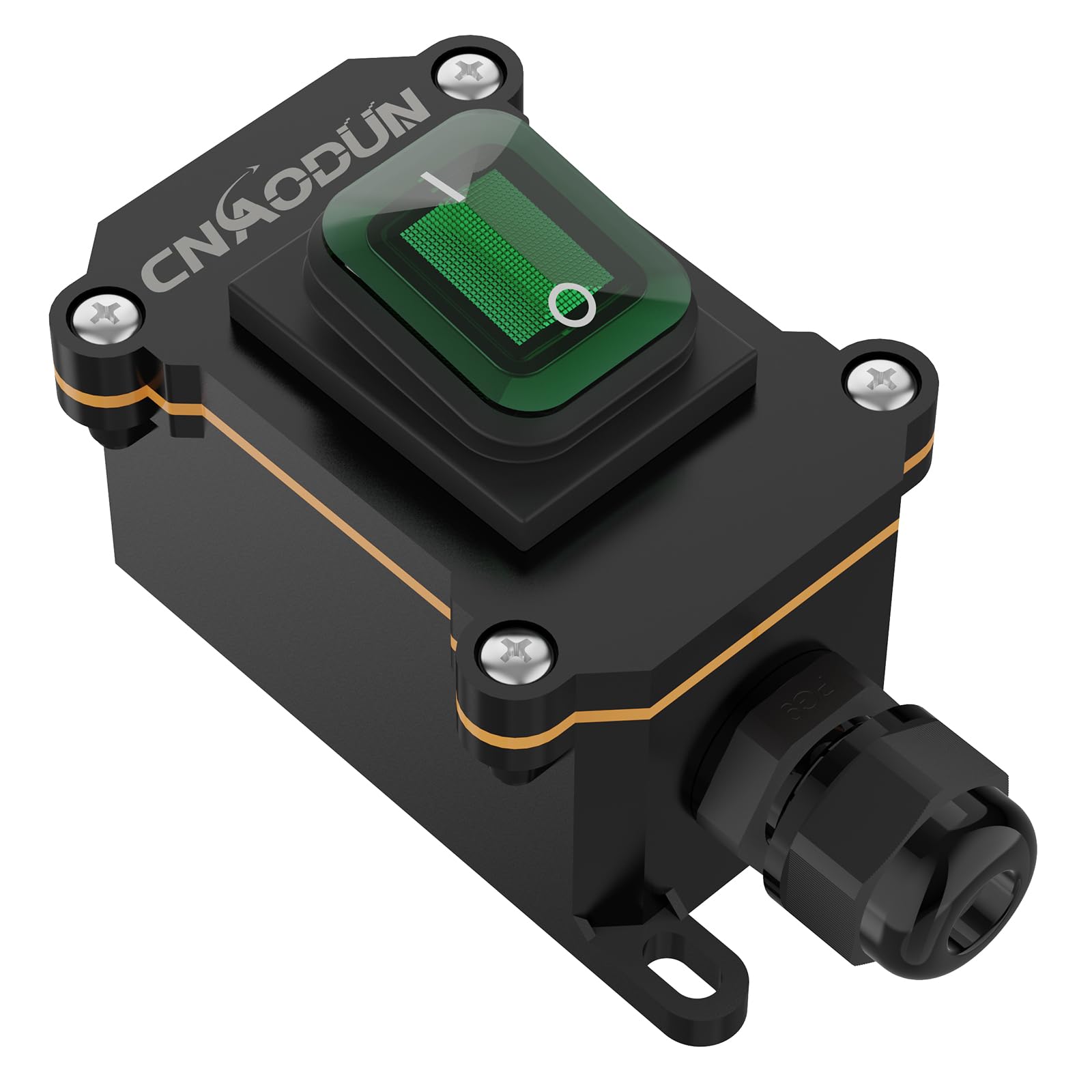 20A-125V 16A-250V AC Waterproof Rocker Switch with Green LED Light - DPST Toggle Power Switch for Outdoor Use - IP66 Rated for Marine, RV & Industrial Applications