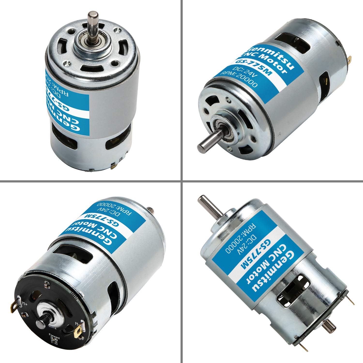 GS-775M 24V DC High Speed Motor 20000RPM - Double Ball Bearing, Low Noise, High Power 775 Motor for DIY Power Tools - Perfect for CNC Machines, 3D Printers, and Robotics Projects