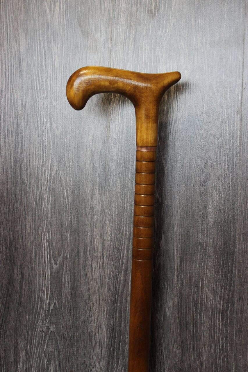 Handmade Elegant Cane - Premium Derby Wooden Walking Stick for Men & Women - Hand Carved Gift for Seniors, Travel & Fashion Accessory - Perfect for Hiking, Weddings & Daily Support