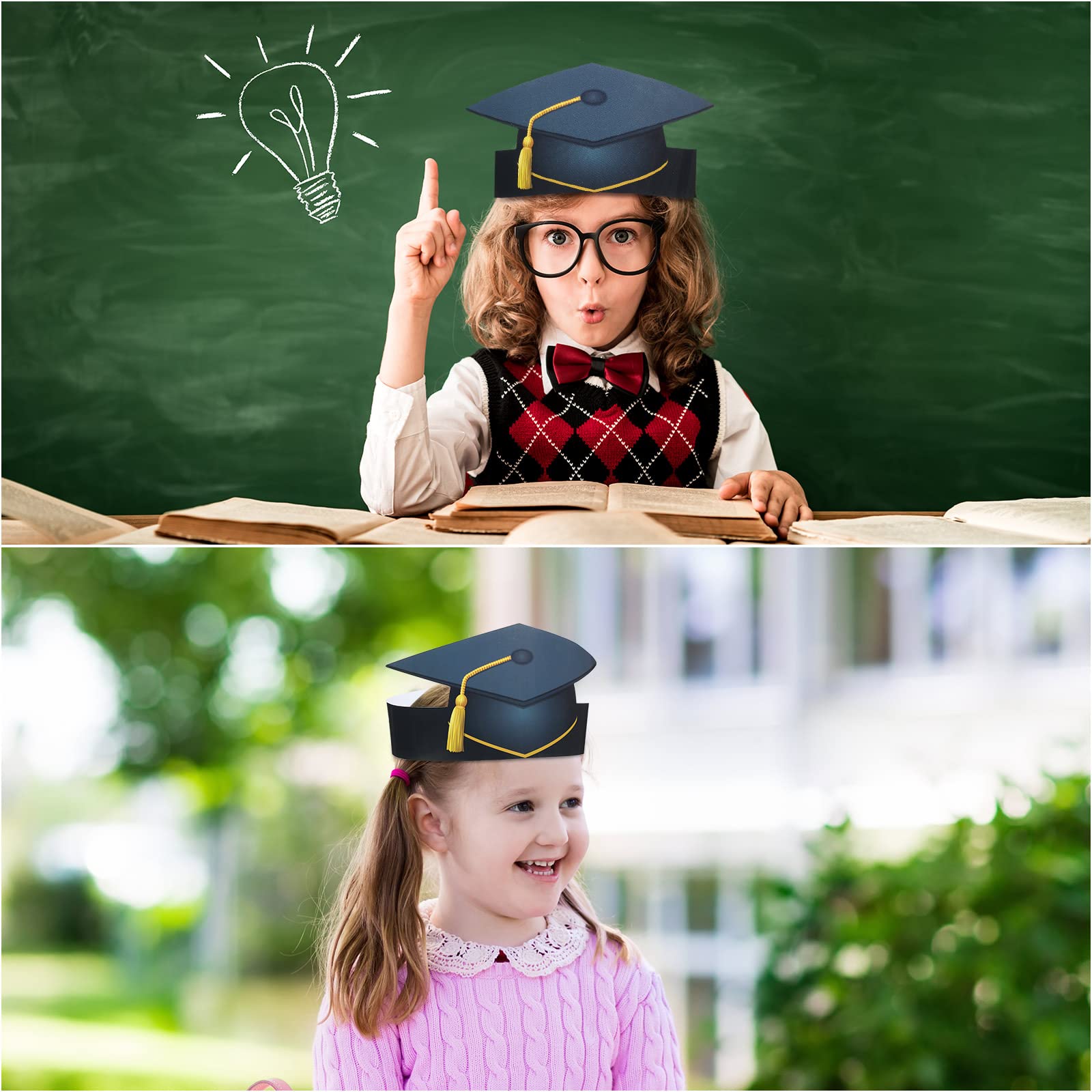 40-Piece Graduation Hat & Diploma Set - Preschool & Kindergarten Graduation Caps, Crowns & Certificates - Perfect for Classroom Supplies, Party Favors & End-of-Year Celebrations