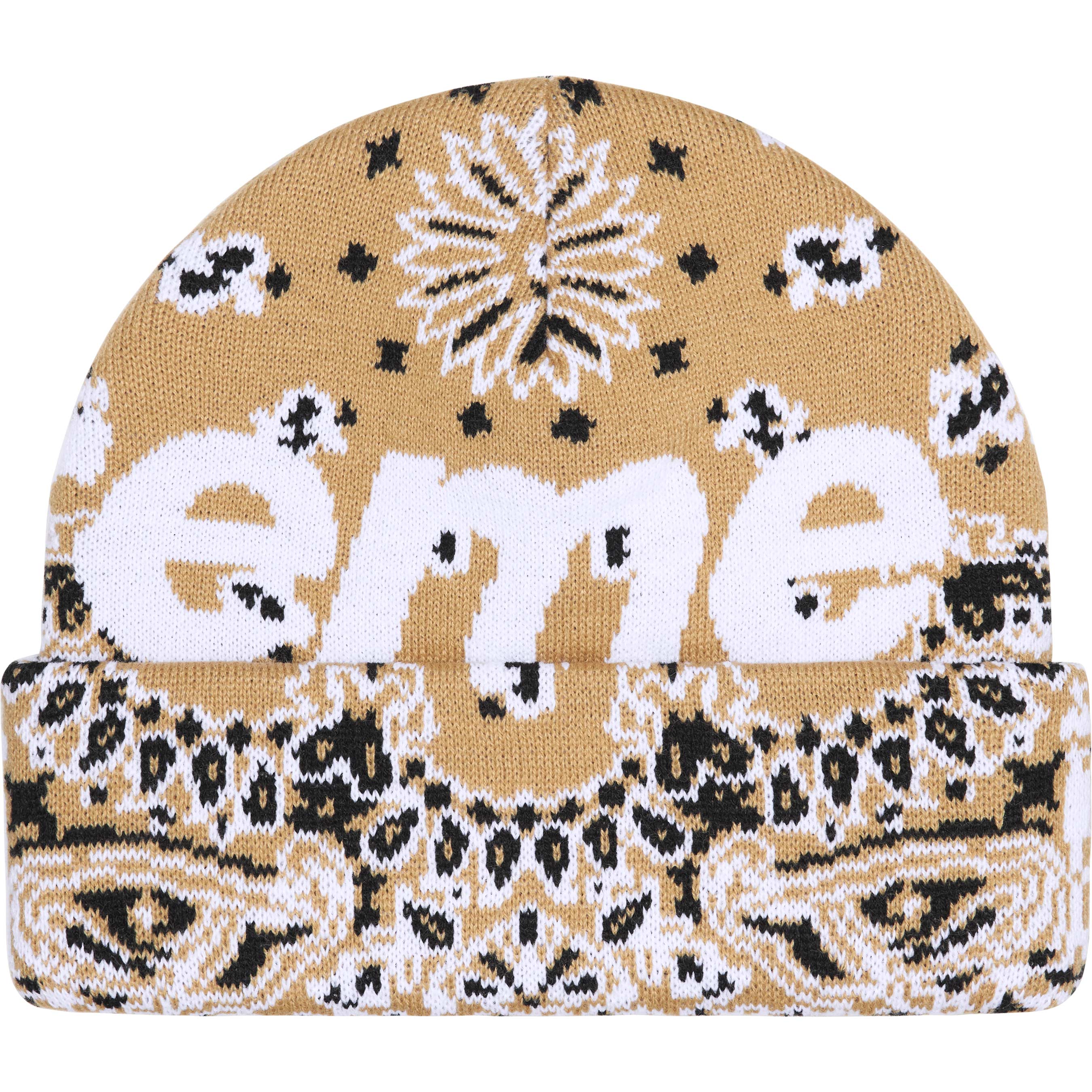 Supreme Big Logo Beanie Tan Bandana - Winter Warm Knit Hat with Iconic Logo - Perfect for Streetwear, Urban Fashion & Cold Weather Outfits
