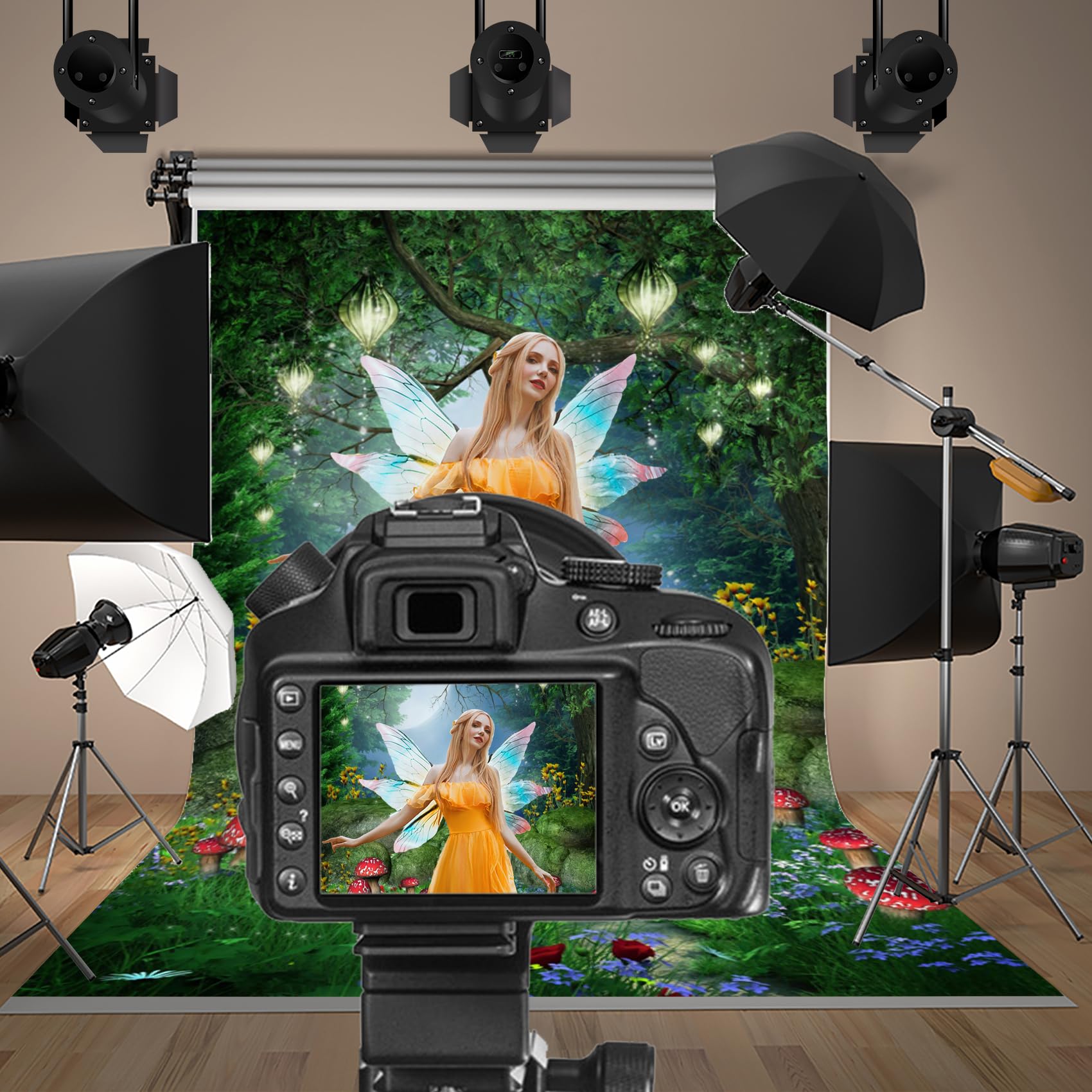 Baocicco 8x10ft Fairy Tale Forest Photography Backdrop - Cartoon Dreamlike Spring Garden Background with Flowers & Trees for Baby Girl Portraits, Birthday Parties & Photo Studio Props