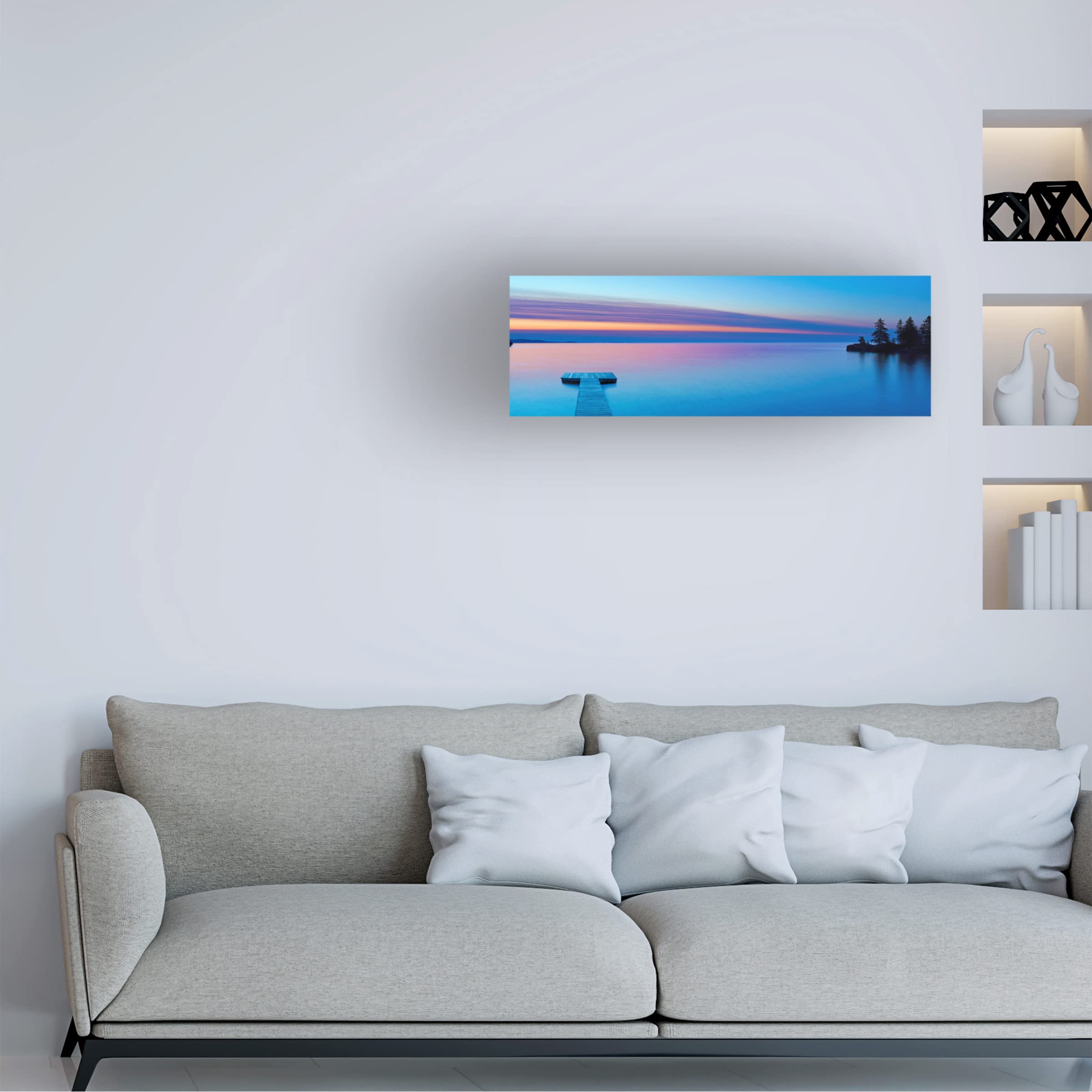 James McLoughlin Lakescape Panorama XI Canvas Wall Art - Handmade Landscape Painting for Living Room, Bedroom & Office Decor
