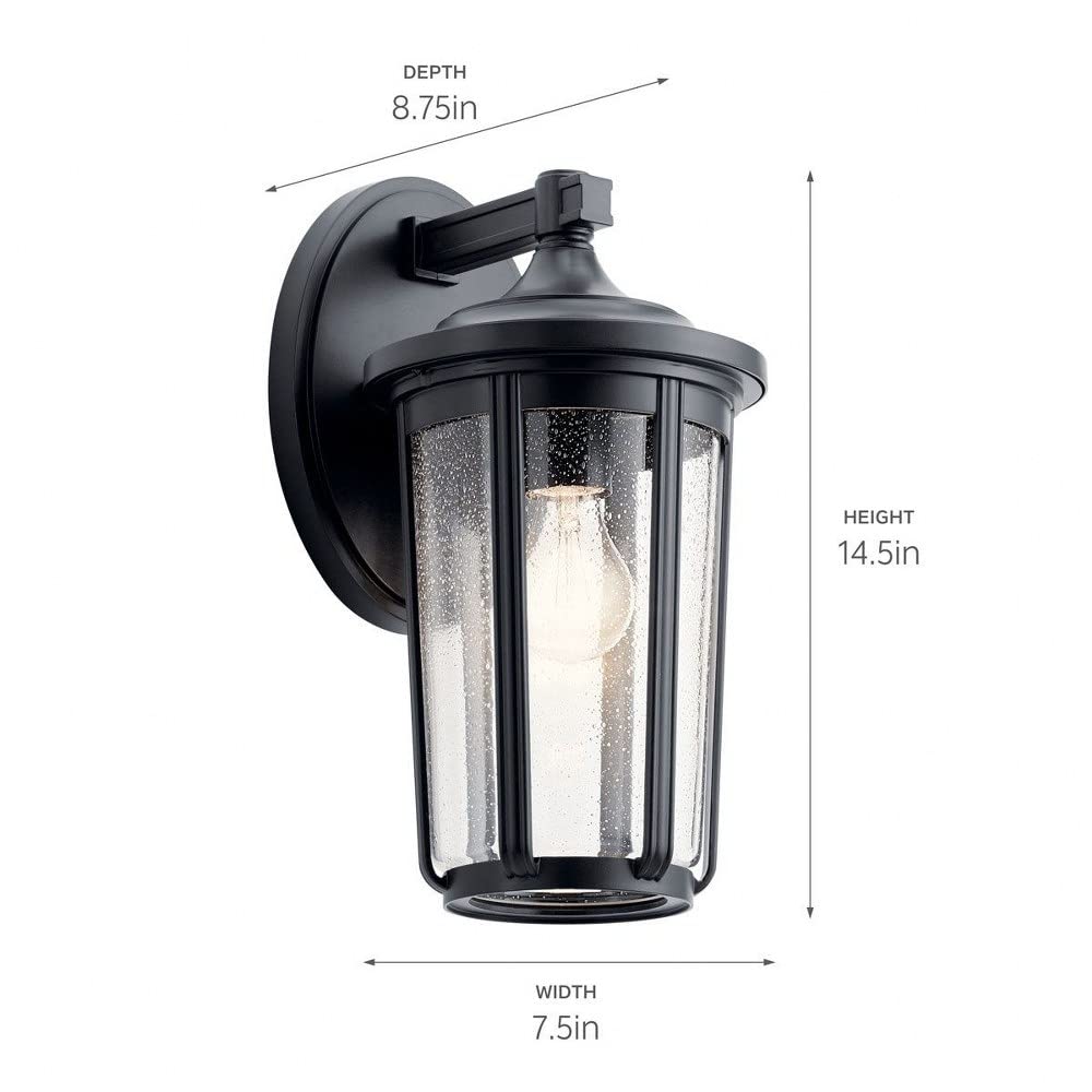 Traditional Black Outdoor Wall Lantern - 14.5