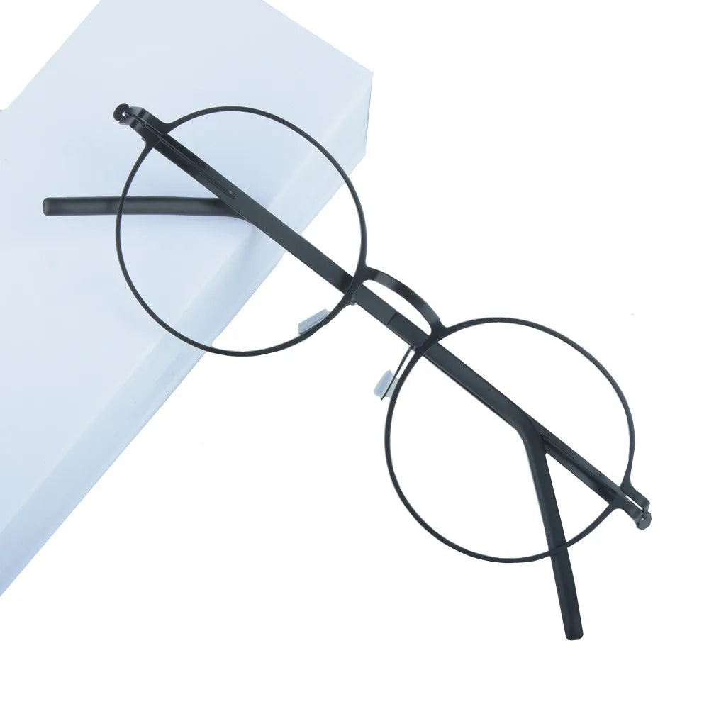 Aimee Women's Full Rim Round Screwless Stainless Steel Eyeglasses Frame 1348 - Lightweight & Durable Glasses for Work, Reading & Fashion Accessories