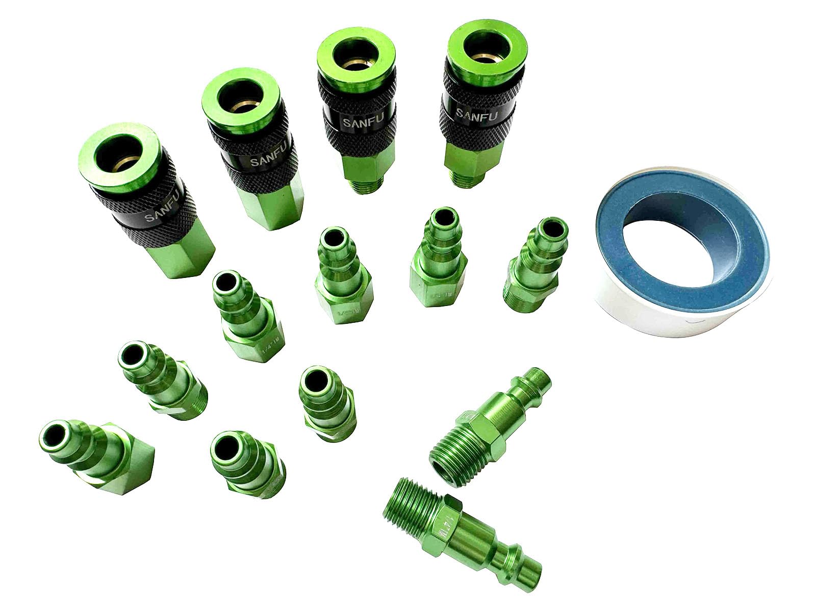 **15-Piece Aluminum AMT Universal Air Coupler Kit - 1/4 Inch Thread, Lightweight Air Hose Fittings for Air Compressors - Perfect for Pneumatic Tools, Tire Inflation & DIY Projects**