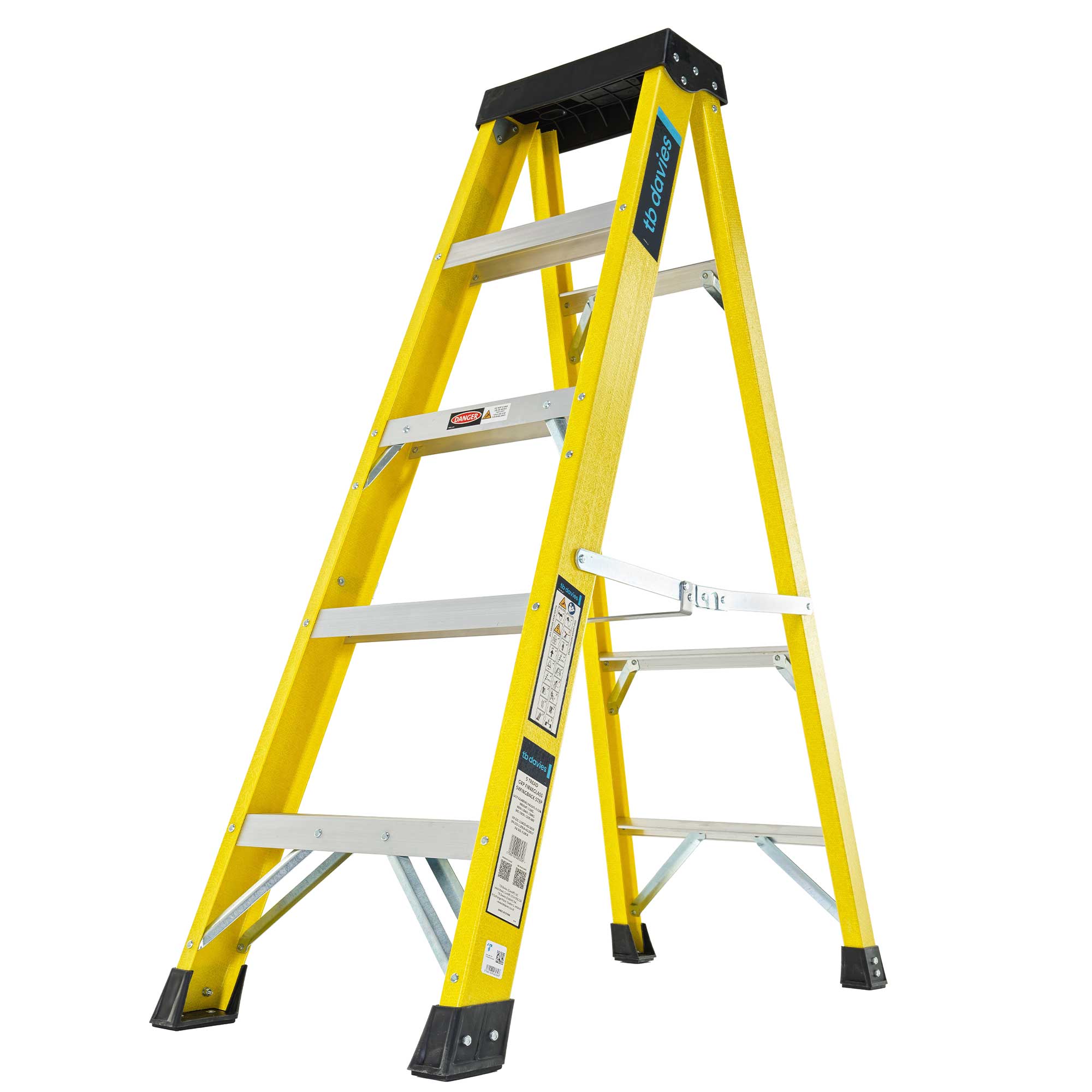 INSUL8 S Fiberglass Professional Swingback Step Ladder - Heavy Duty Insulated Ladder for Electricians & Contractors - Perfect for Construction, Maintenance & Home Use