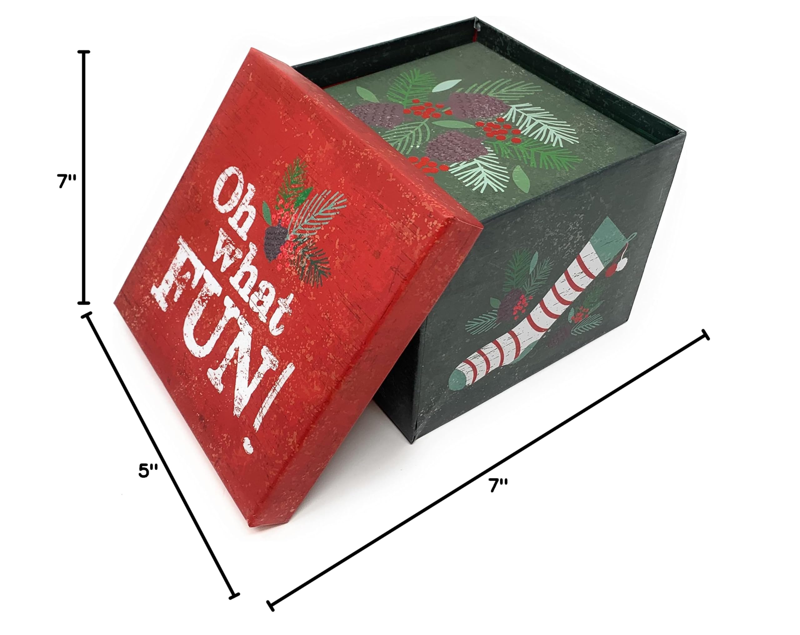 6-Piece Christmas Gift Box Set - Holiday Decor & Wrapping (Holly)