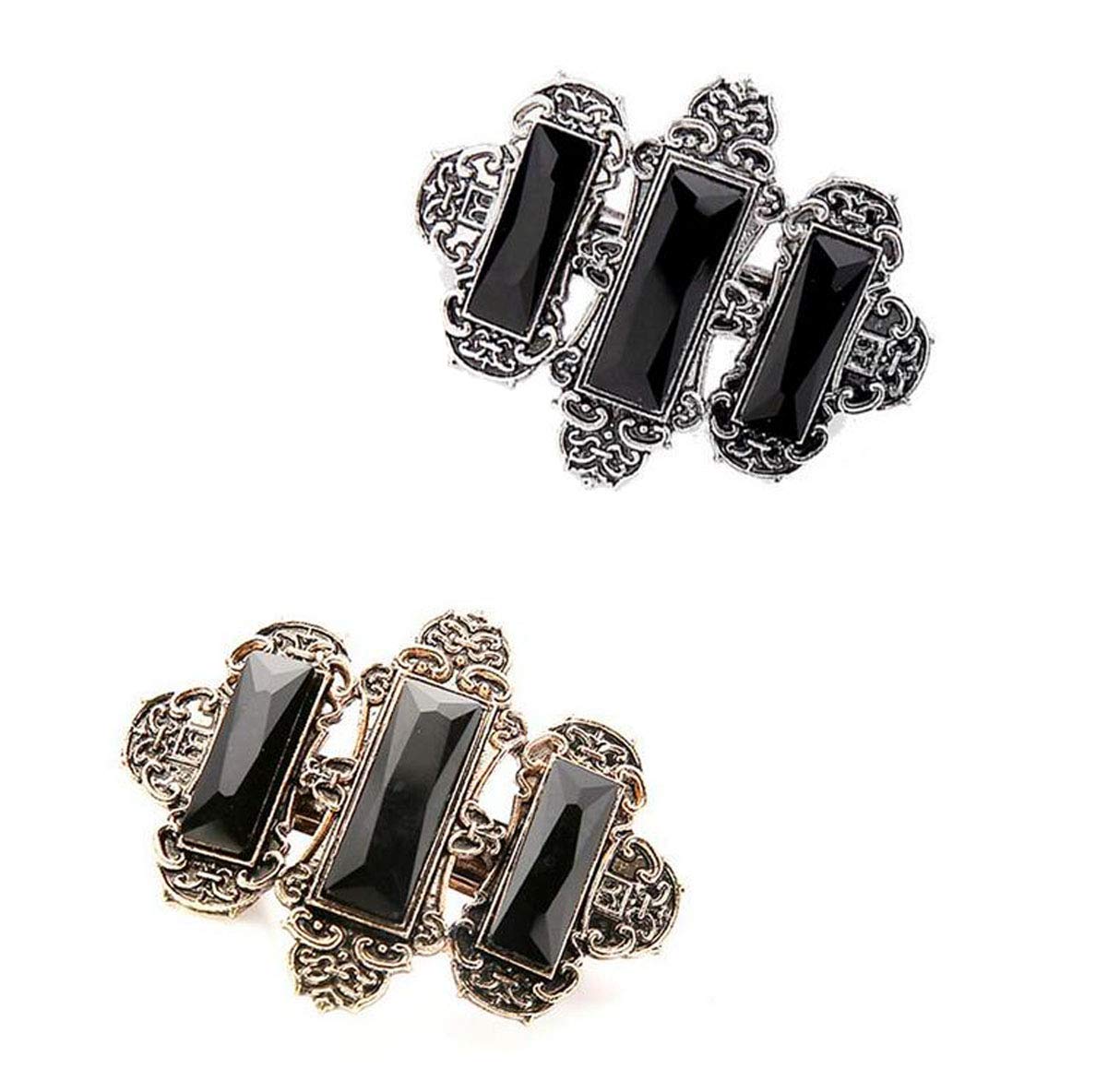 2PCS Handmade Natural Crystal Hair Barrettes for Women - Elegant Metal Hair Pins with French Style Design, Perfect Hair Clips Accessory for Wedding, Party & Daily Use (Black)