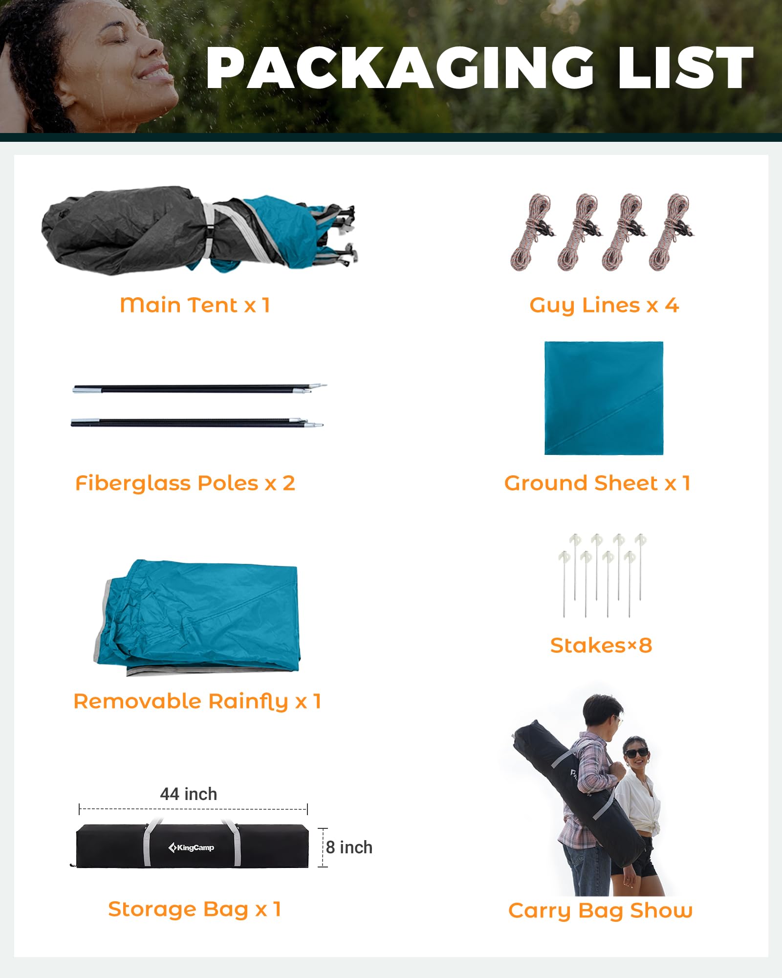 KingCamp Outdoor Shower Tent - Portable Pop Up Privacy Changing Room for Camping, Beach & Hiking | Water Resistant & Windproof 1 or 2 Room Bathroom Shelter | Perfect for Outdoor Showers, Changing Clothes & Toilet Privacy at Campsites