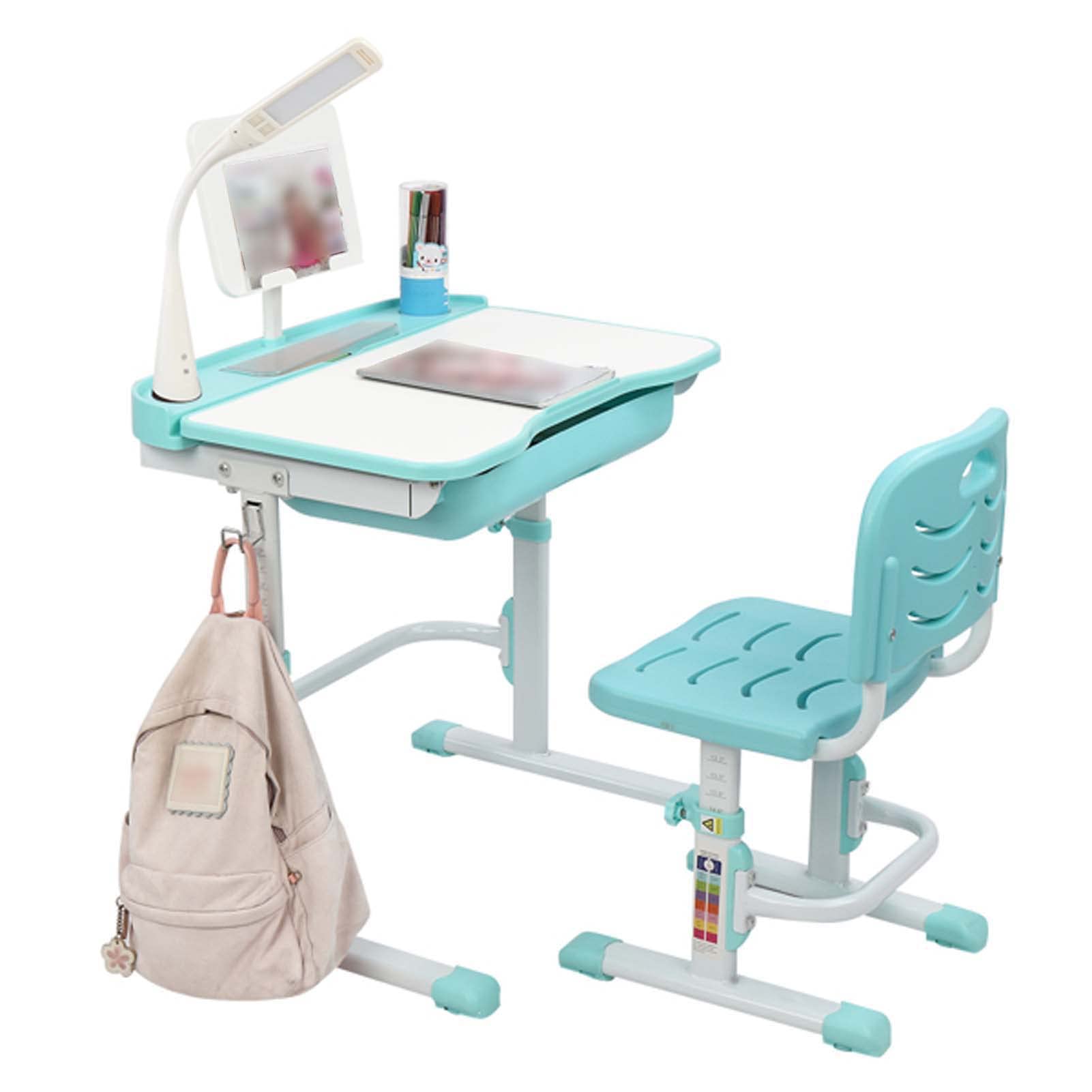 Adjustable Kids Study Desk and Chair Set with LED Light, Bookstand & Storage - Ergonomic Learning Table for Boys & Girls - Perfect for Homework, Reading & Online Classes