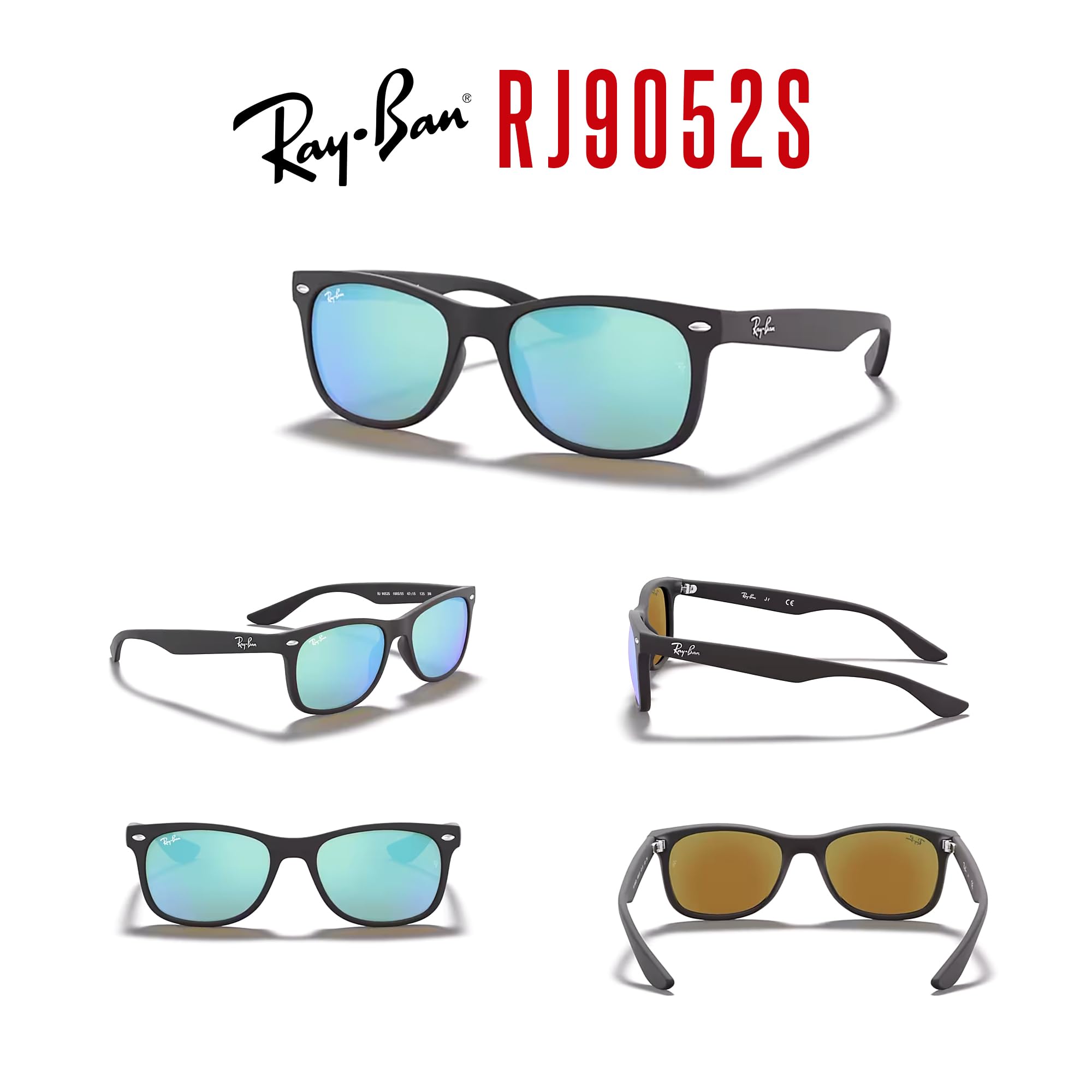 Ray-Ban Junior XS Kids' New Wayfarer RJ9052S Square Sunglasses for Small Boys & Girls – UV Protection, Lightweight & Durable – Perfect for Outdoor Play, Beach & School Activities + Includes DIW Kit