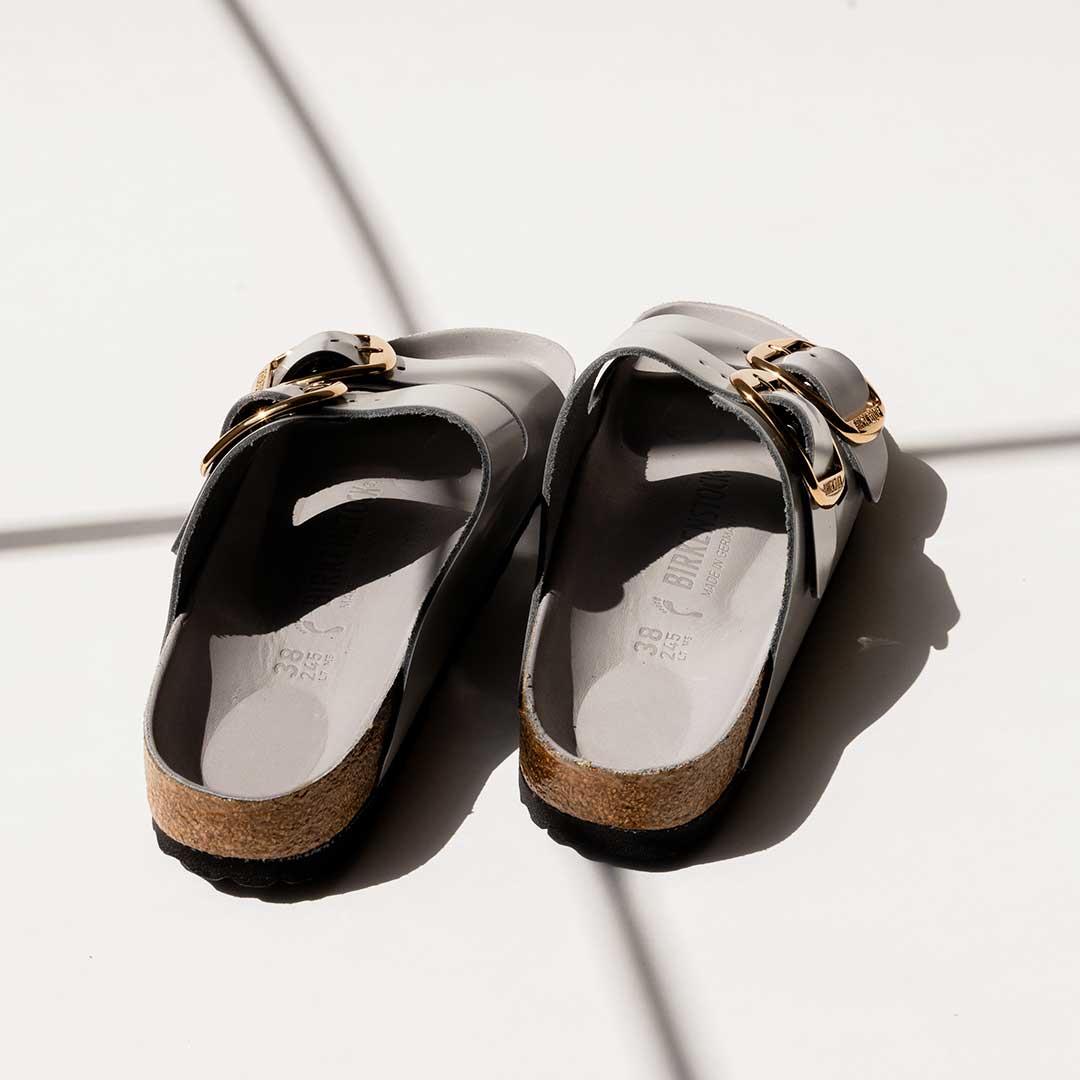 Birkenstock Arizona Big Buckle Sandals - High Shine Coin Leather Unisex Slides for Men & Women | Perfect for Casual Wear, Beach, and Summer Outfits