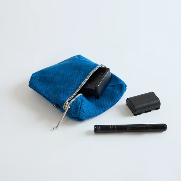 Kurashiki Hampu Canvas Pouch - Square Bluish Gray Japanese Style Organizer Bag | Perfect for Stationery, Makeup & Travel Essentials