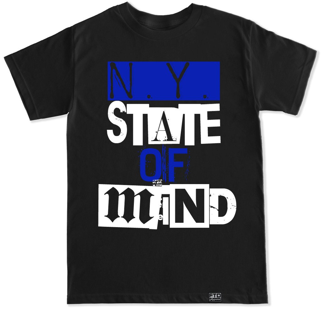 FTD Apparel Men's NY State of Mind Blue Cotton T-Shirt - Comfortable Casual Tee for Everyday Wear, Street Style & Urban Fashion