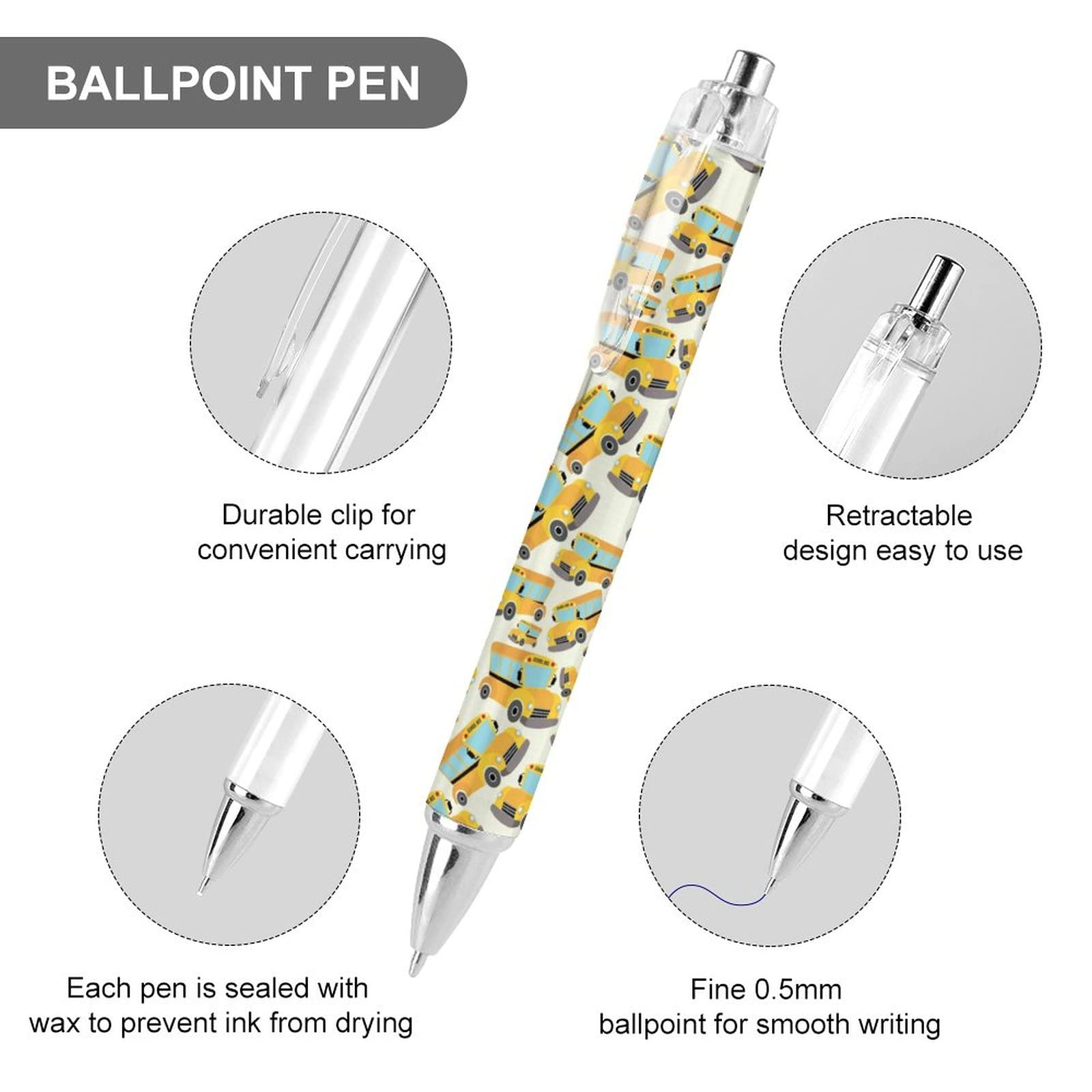 Retractable School Bus Ballpoint Pen - Fun Office Gift for Men & Women - 1 PC - Perfect for School, Work, and Everyday Writing
