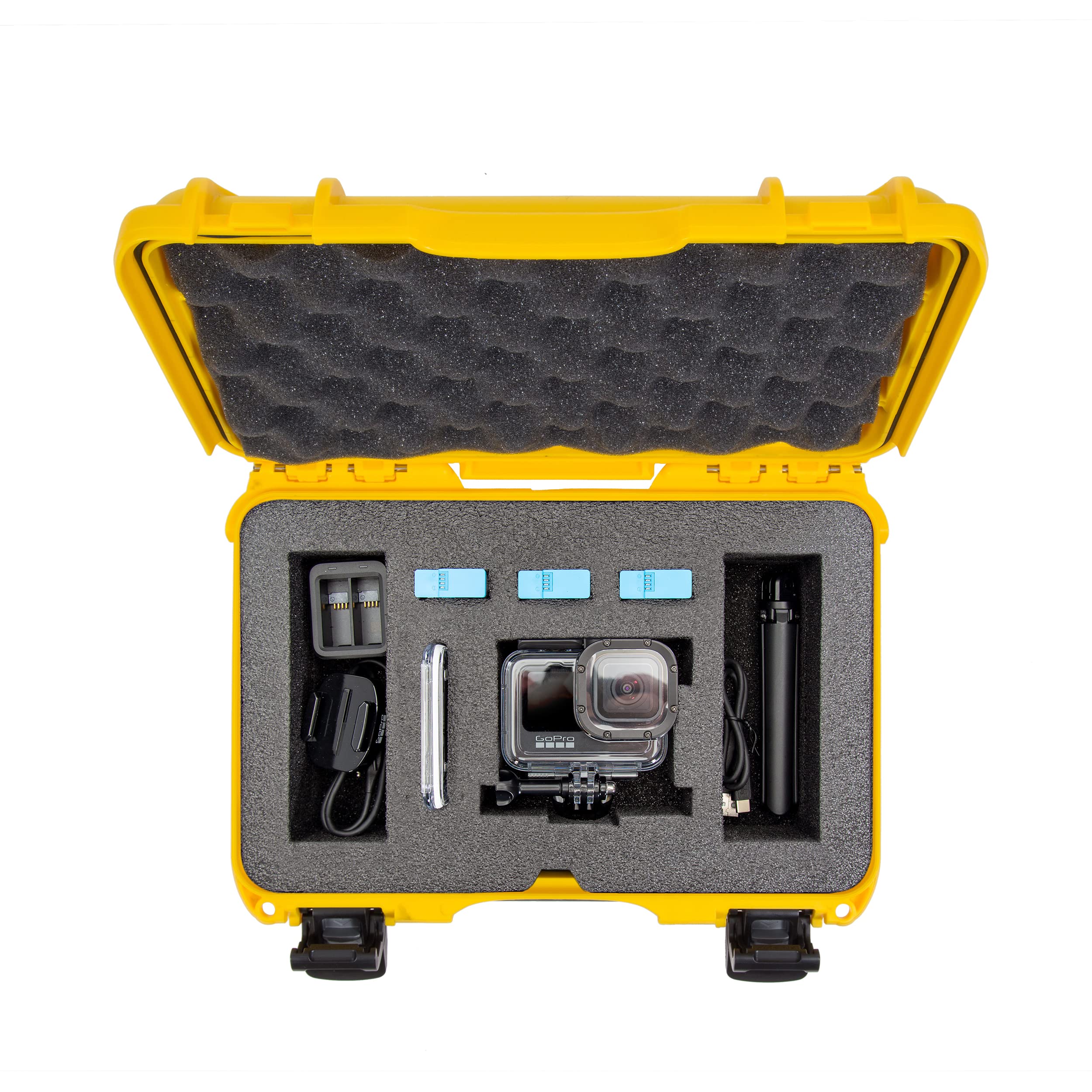 Nanuk 909 Waterproof Hard Case with Custom Foam Insert for GoPro Hero 9 & 10 - Protective Travel Storage for Cameras & Accessories (Yellow, 909-GOPH94) - Ideal for Outdoor Adventures, Travel & Equipment Protection