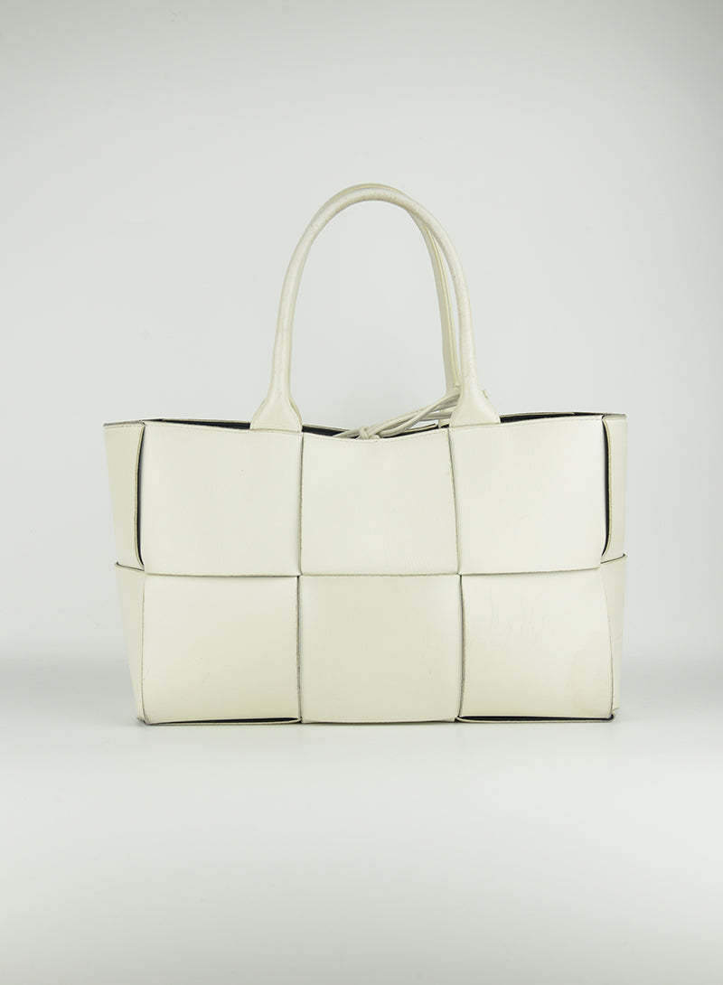 Bottega Veneta White Leather Arco Tote Bag - Luxury Designer Handbag for Women, Perfect for Work, Travel & Everyday Use