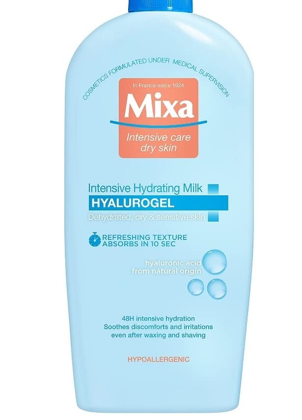 Mixa Hyalurogel Intensive Hydrating Body Milk with Hyaluronic Acid - Deep Moisturizing Lotion for Dry Skin - Perfect for Daily Hydration & Post-Shower Care