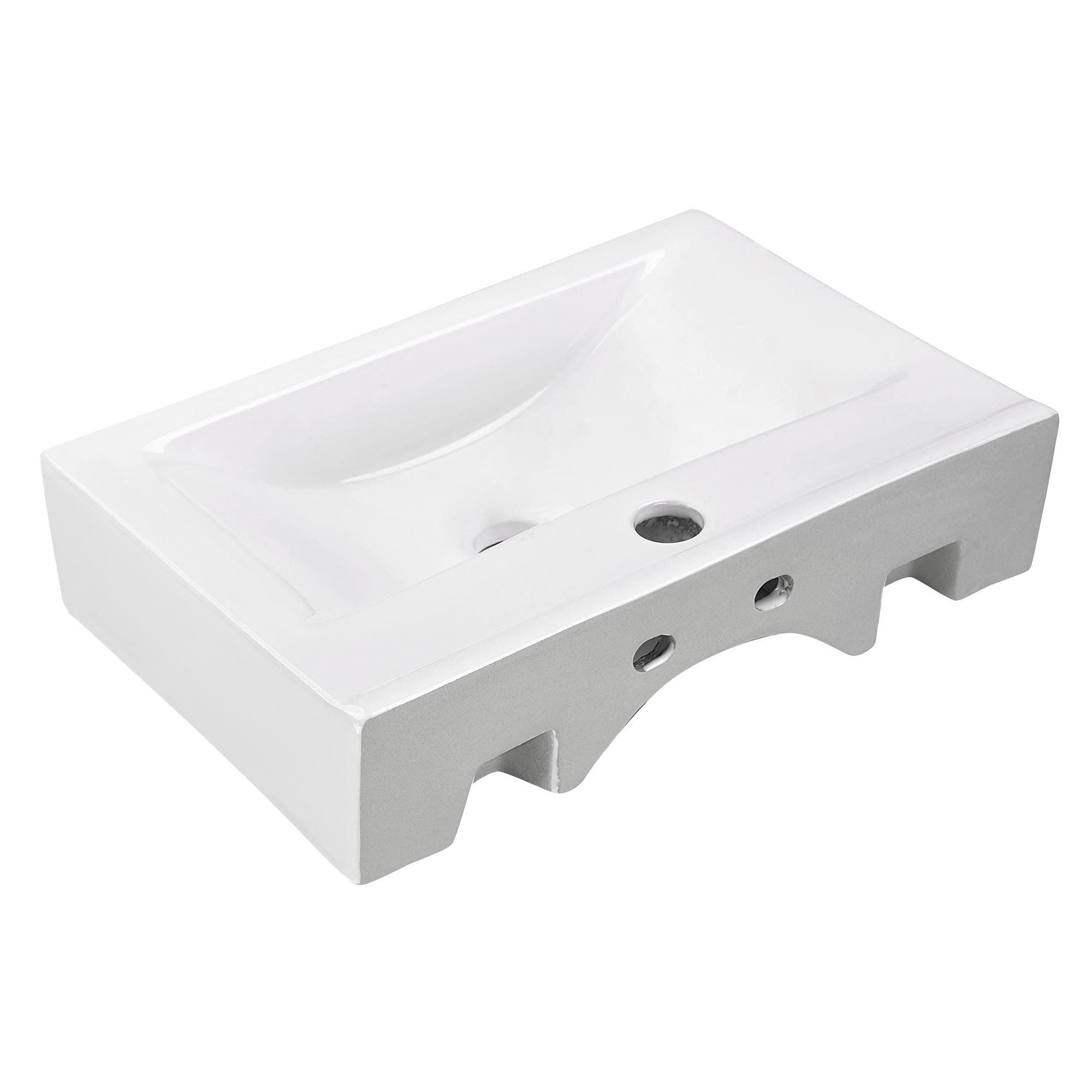 Aquaterior 2 Pack 18 Inch Rectangular Ceramic Bathroom Vessel Sink with Pop-Up Drain - Modern Above Counter Basin for Vanity, Powder Room, and Guest Bathroom
