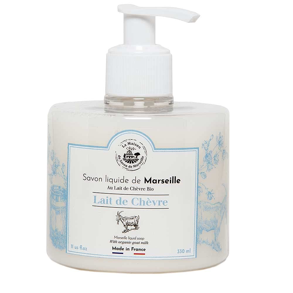Organic French Liquid Soap with Goat Milk & Olive Oil - 330ml Marseille Soap Dispenser - Gentle Hand Wash & Body Cleanser for Sensitive Skin, Home & Spa Use