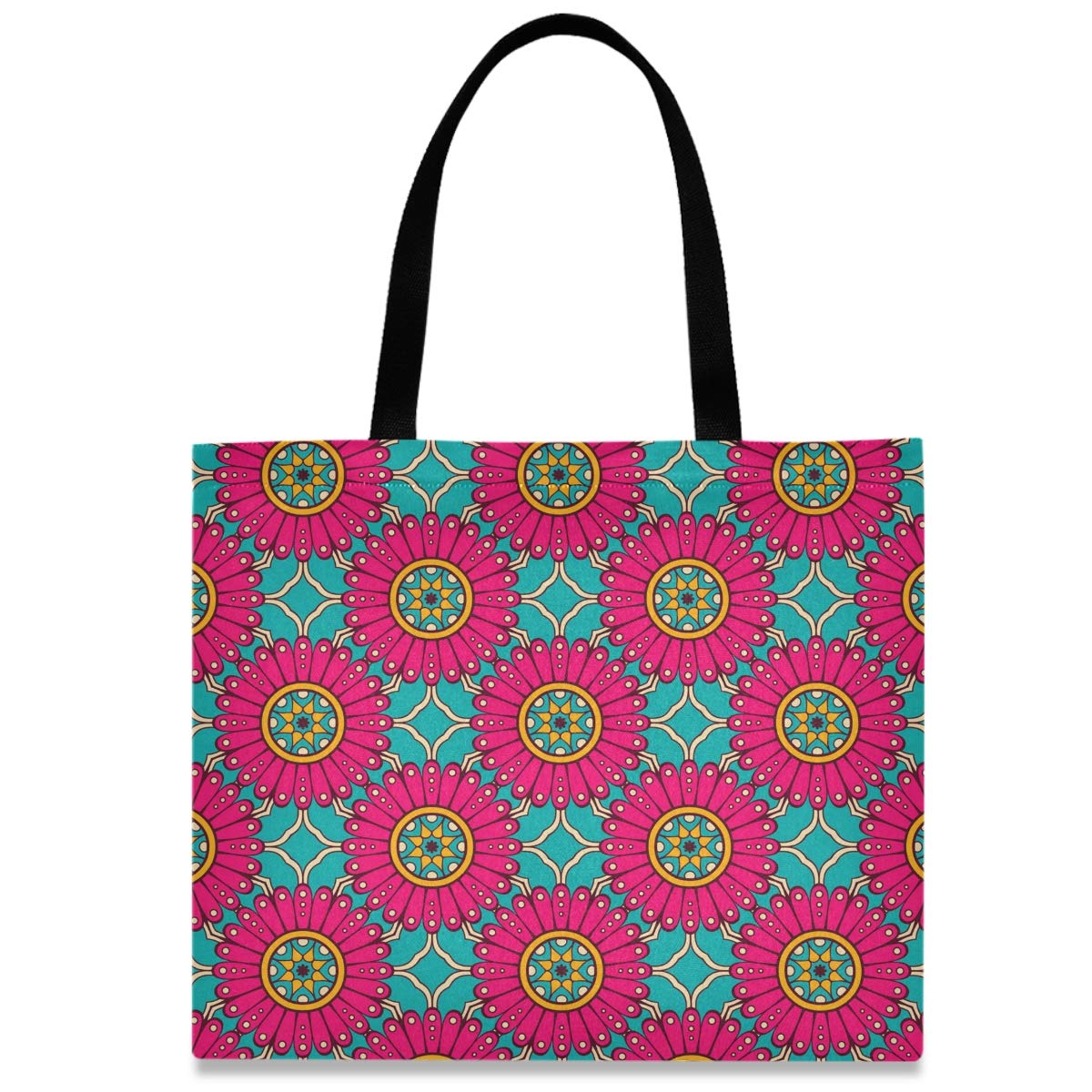 Stylish African Floral Canvas Tote Bag for Women - Large Reusable Grocery Shopping Bag - Perfect for Work, Beach & Everyday Use