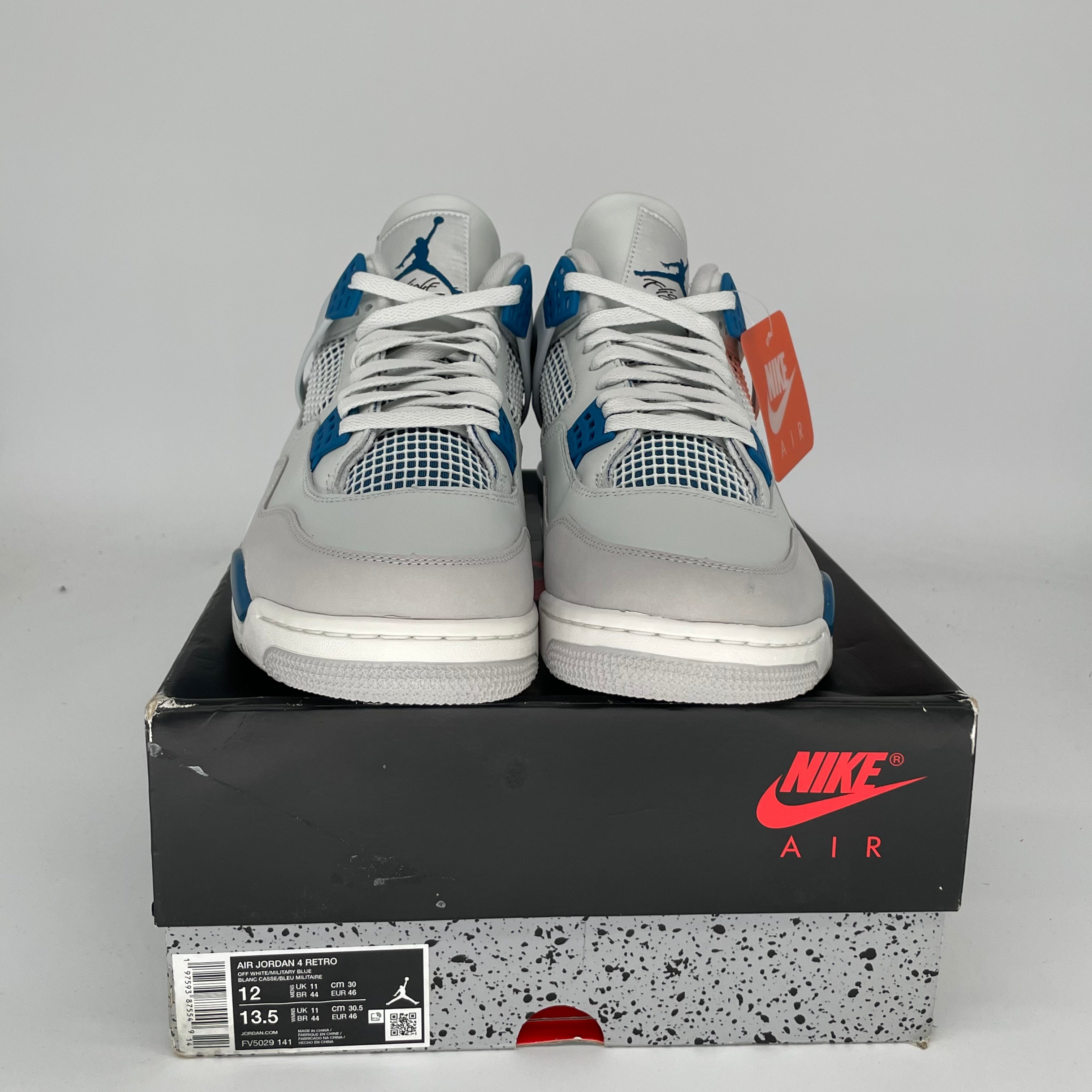 Original Air Jordan 4 Retro 'Military Blue' Men's Basketball Shoes - Size 12 (FV5029-141) - Perfect for Sneaker Collectors & Streetwear Fashion