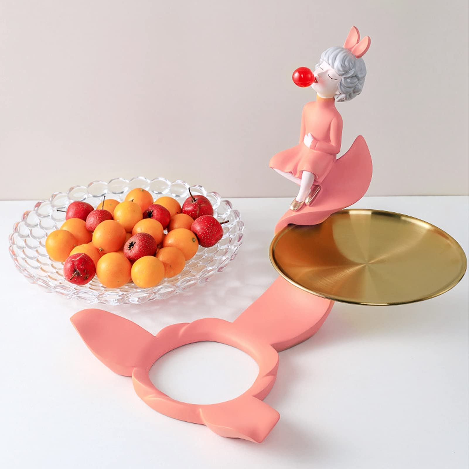 Yosoo 2-Tier Resin Girl Storage Tray - Elegant Key Holder & Jewelry Organizer Sculpture for Desktop, Cosmetics, Watch & Coins | Perfect for Home Decor, Wedding Gift & Neat Desktop Organization