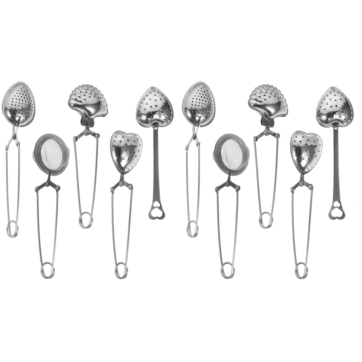 DOITOOL 5-Pack Long Handle Stainless Steel Tea Strainers - Reusable Loose Leaf Tea Infuser Balls with Retractable Filter - Perfect for Home, Office & Tea Shops - Ideal for Brewing Herbal, Green & Black Tea
