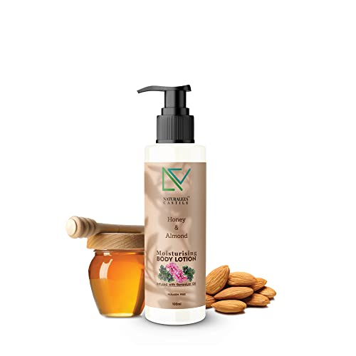 NATURALEZA CASTILE Honey & Almond Moisturizing Body Lotion 100ml - Hydrating & Nourishing Dry Skin - Perfect for Daily Use, After Shower & Spa Treatments