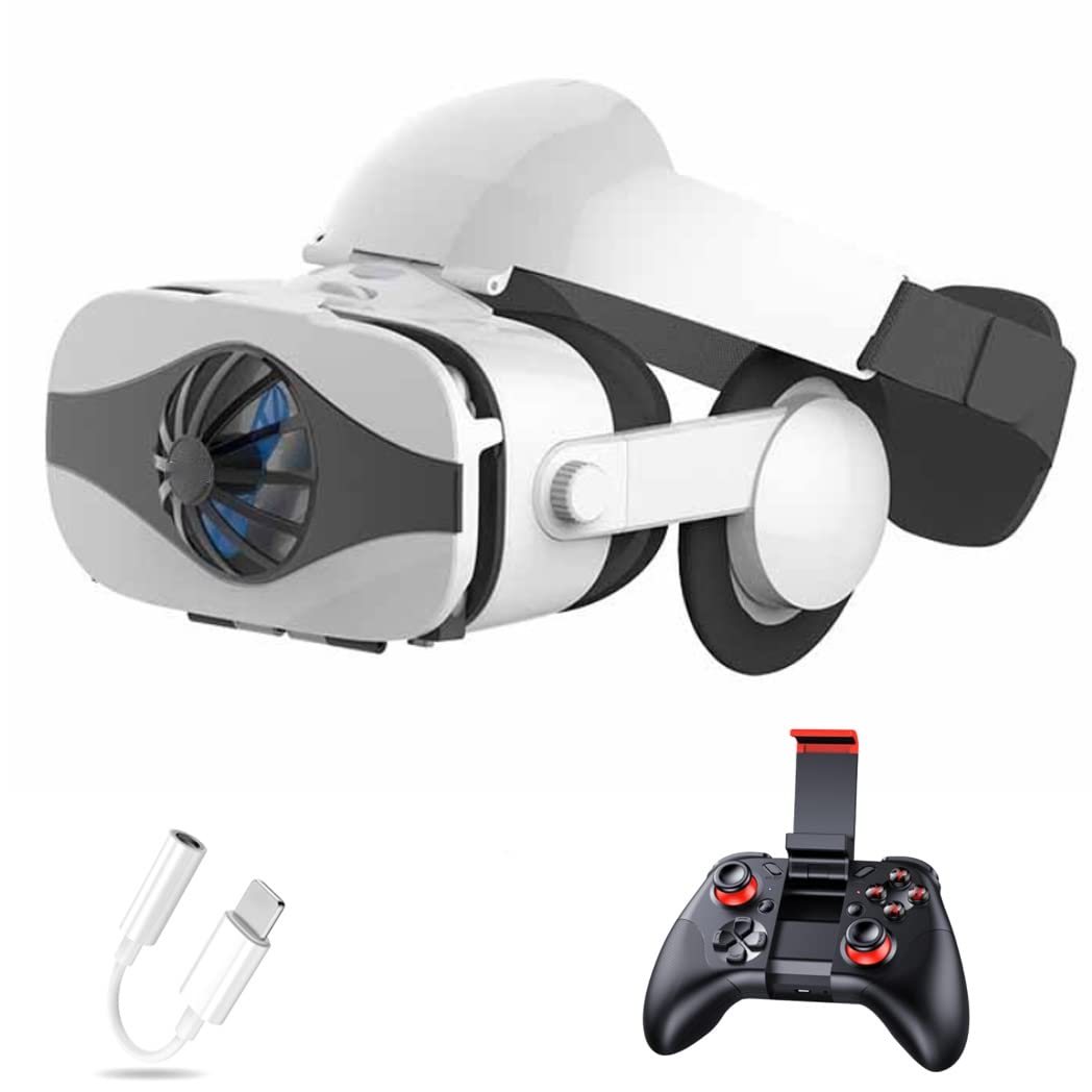 3D VR Headset with Bluetooth Controller - Compatible with iPhone 13 Pro Max/13 Pro/13/12/11, Samsung Galaxy S21, Huawei & Xiaomi Series - Immersive Virtual Reality Experience for Gaming, Movies & VR Apps (Color: Black, Size: iOS)