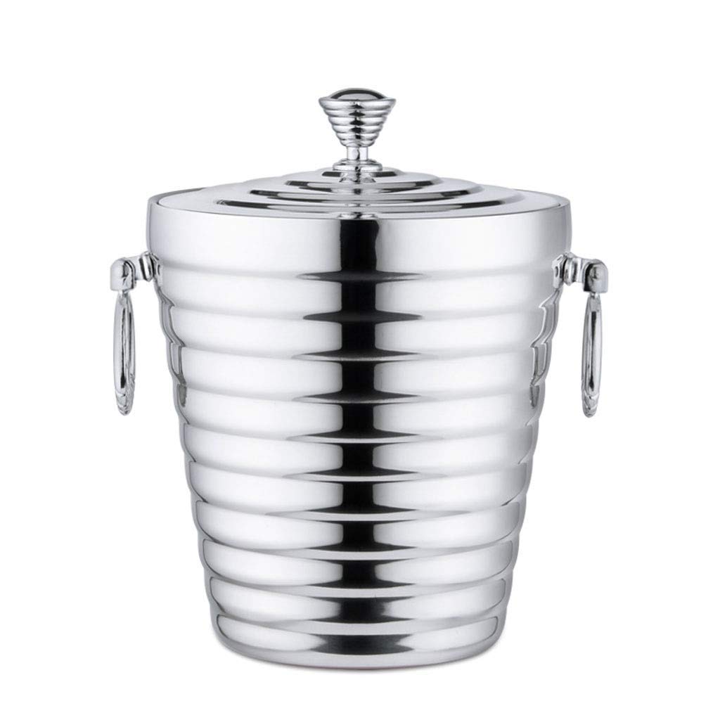 Premium Stainless Steel Double Ice Bucket with Lid - 23.5x16.7cm Wine Chiller for Home Bar, Parties & Outdoor Entertaining - Insulated Cooler for Champagne, Beer & Beverages