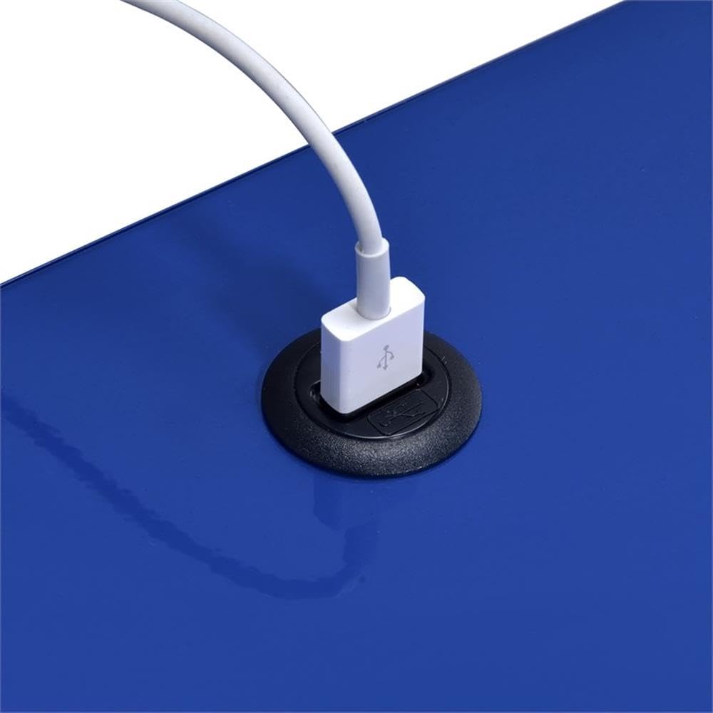 Home Square 2-Piece Blue Metal Nightstand Set with USB Charging Ports - Perfect for Bedroom, Living Room & Small Space Furniture