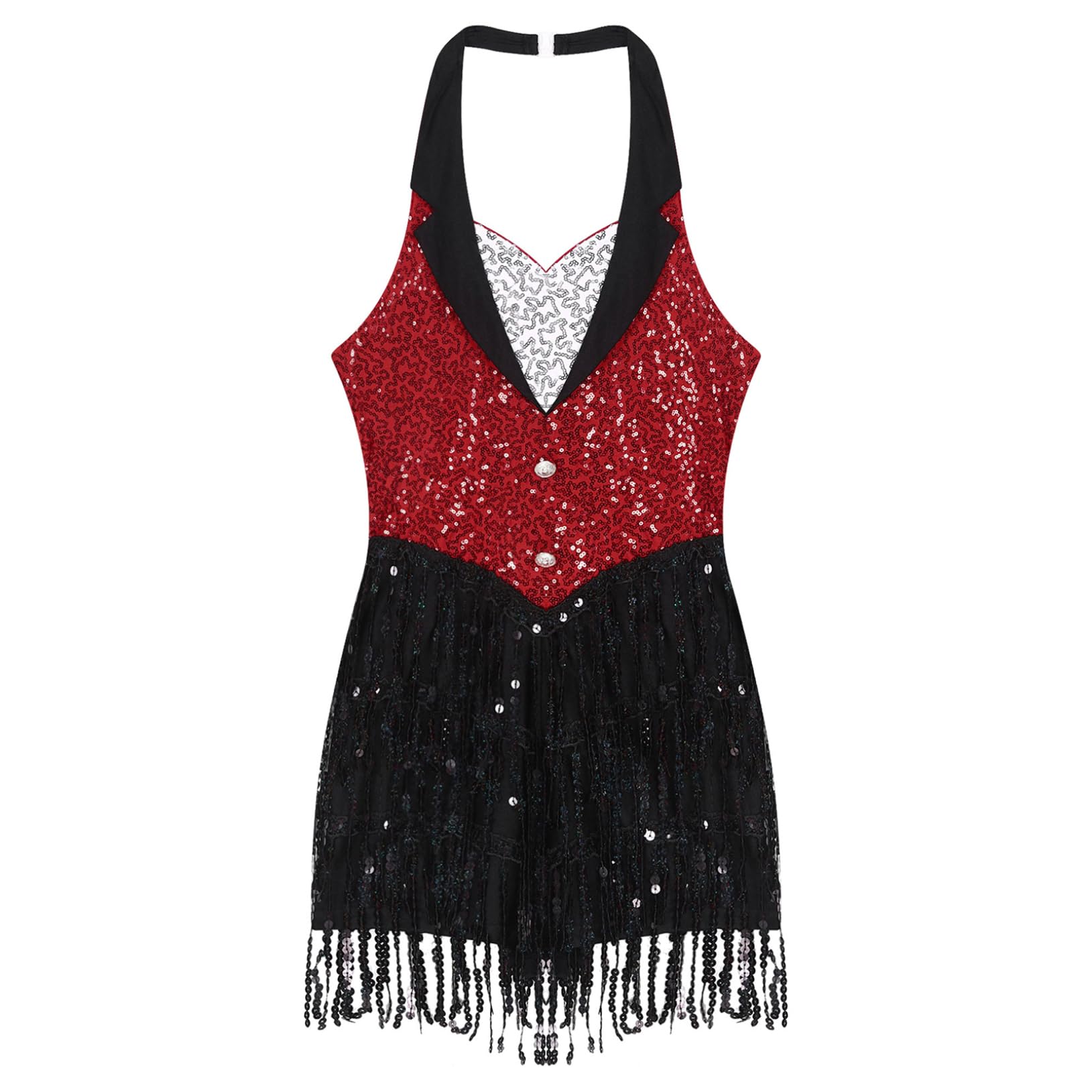 Shiny Sequins Women's Latin Jazz Tango Salsa Dance Leotard - Sleeveless Modern Dance Costume Bodysuit for Performance & Stage Shows