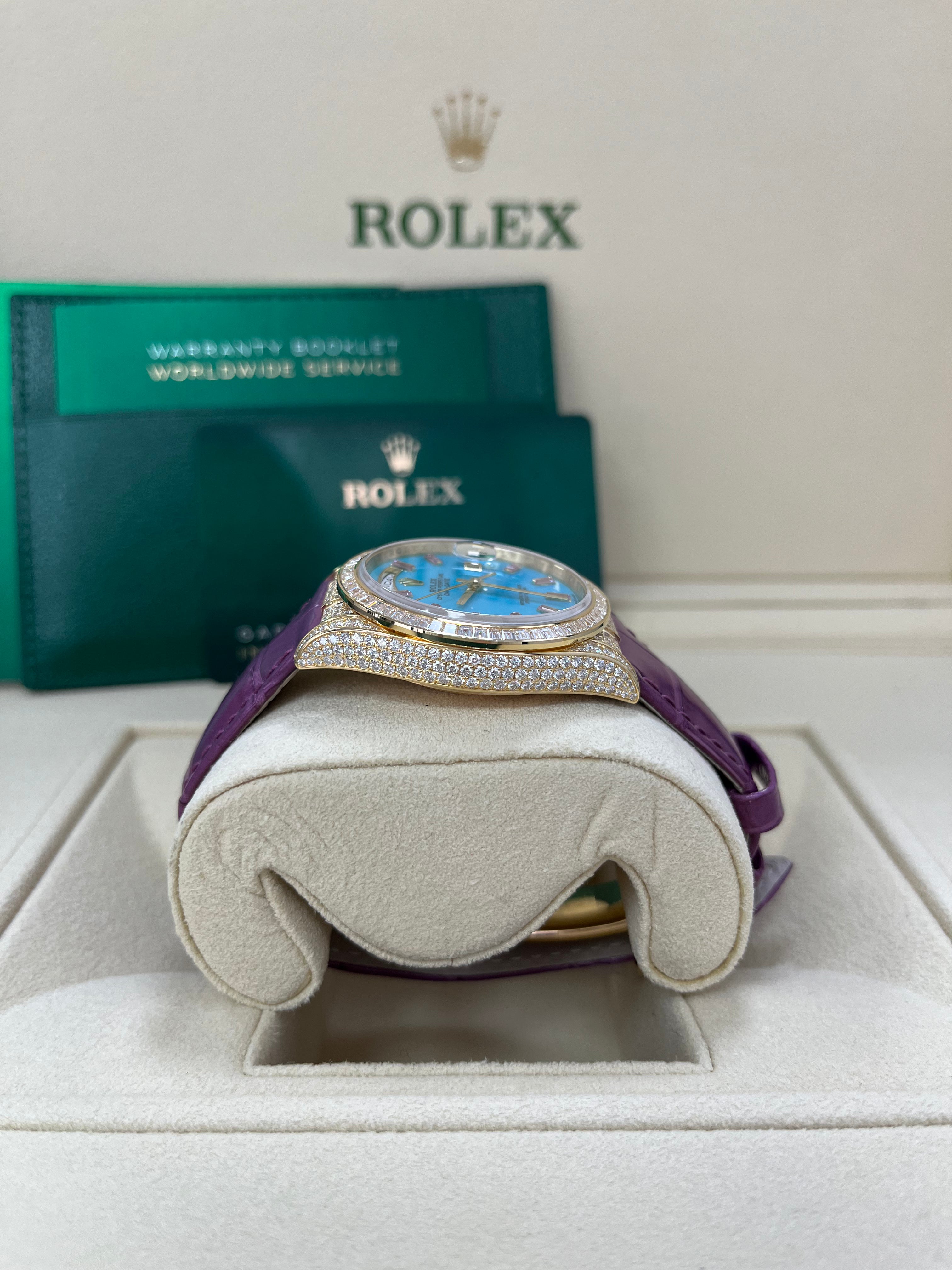 Luxury Rolex Day Date 128458TBR 18K Gold Men's Watch - Perfect for Business, Formal Events & Special Occasions