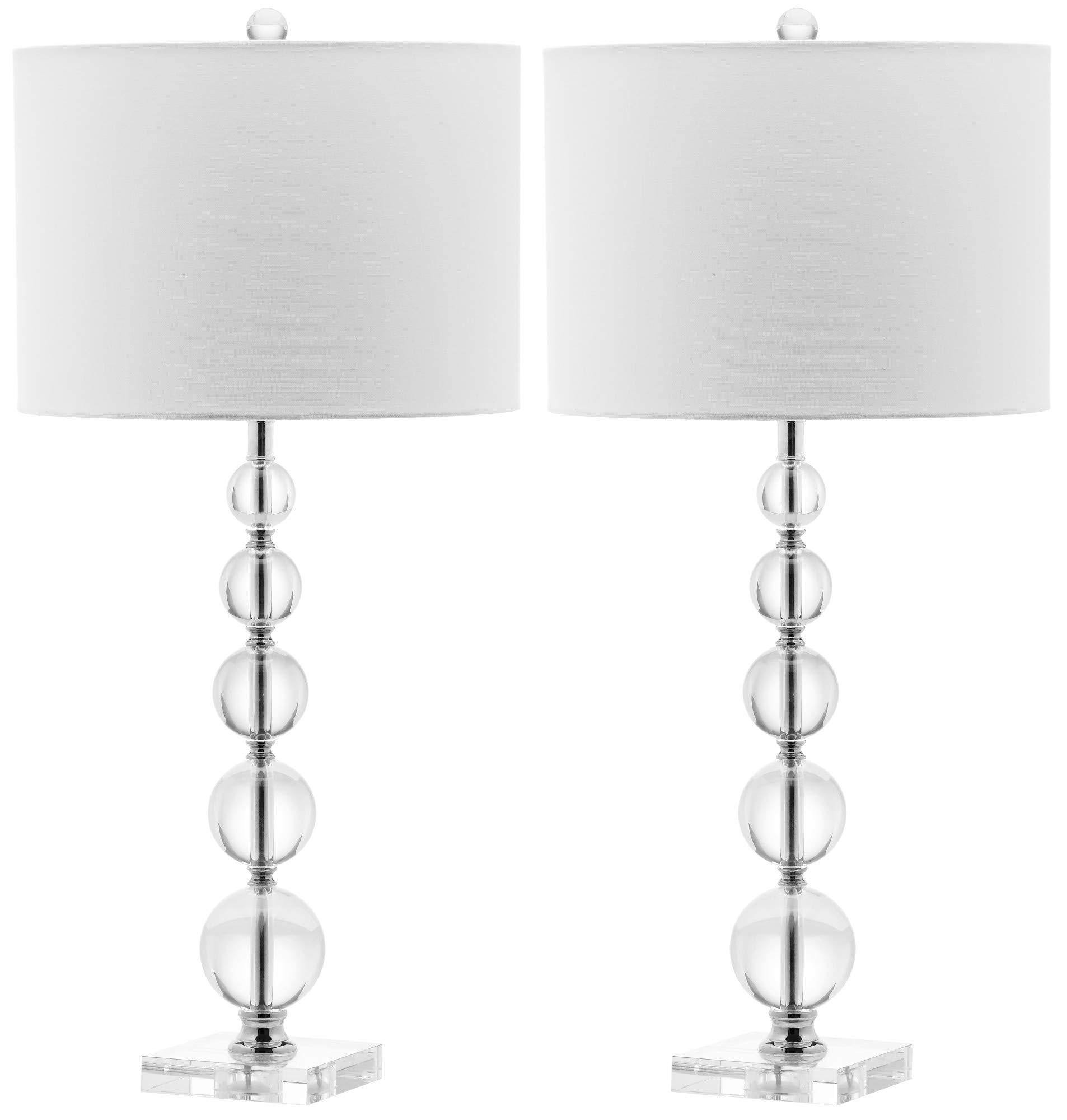 SAFAVIEH Liam 29-inch Stacked Crystal Ball Table Lamp Set of 2 with LED Bulbs - Modern Bedroom, Living Room, Home Office & Nightstand Lighting for Elegant Home Decor
