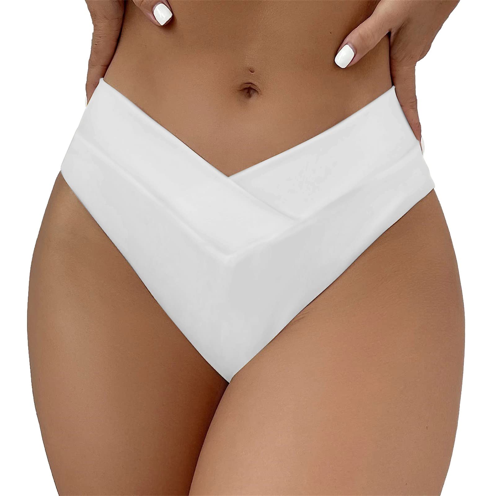 Women's High Waisted V Cut Bikini Bottom - Hipster High Cut Swimwear with Pants for Beach, Pool & Summer Vacation