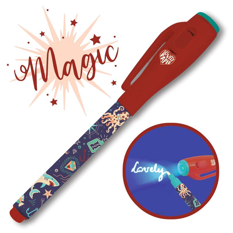 Djeco Magic Message Pen - Deep Sea Themed Invisible Ink Pen for Kids, Secret Writing & Drawing, Fun Educational Toy - Perfect for Birthday Gifts, Party Favors & Creative Play