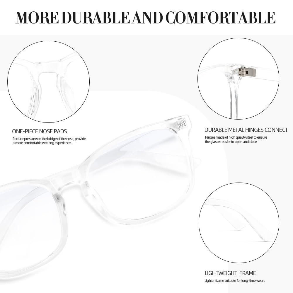 NZKNP Blue Light Blocking Glasses for Women & Men - Clear Anti-Eye Strain for Work & Gaming