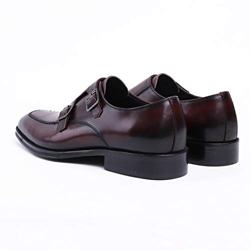 Men's Business Leather Monk Strap Shoes - Retro Cowhide Buckle Dress Shoes for Wedding & Banquet - Black Size 39/UK 6.5/US 7 - Perfect for Formal Events, Office Wear & Special Occasions