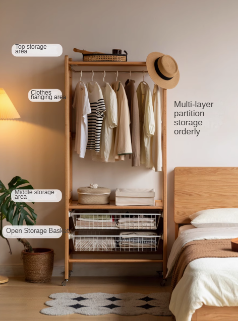 Premium Oak Solid Wood Coat Rack with Integrated Hooks - Perfect for Entryway, Bedroom & Closet Organization