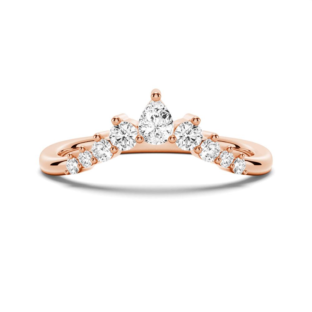 Exquisite Curved Pear & Round Moissanite Wedding Band - Elegant Anniversary Ring for Women - Perfect for Engagement, Proposal & Special Occasions