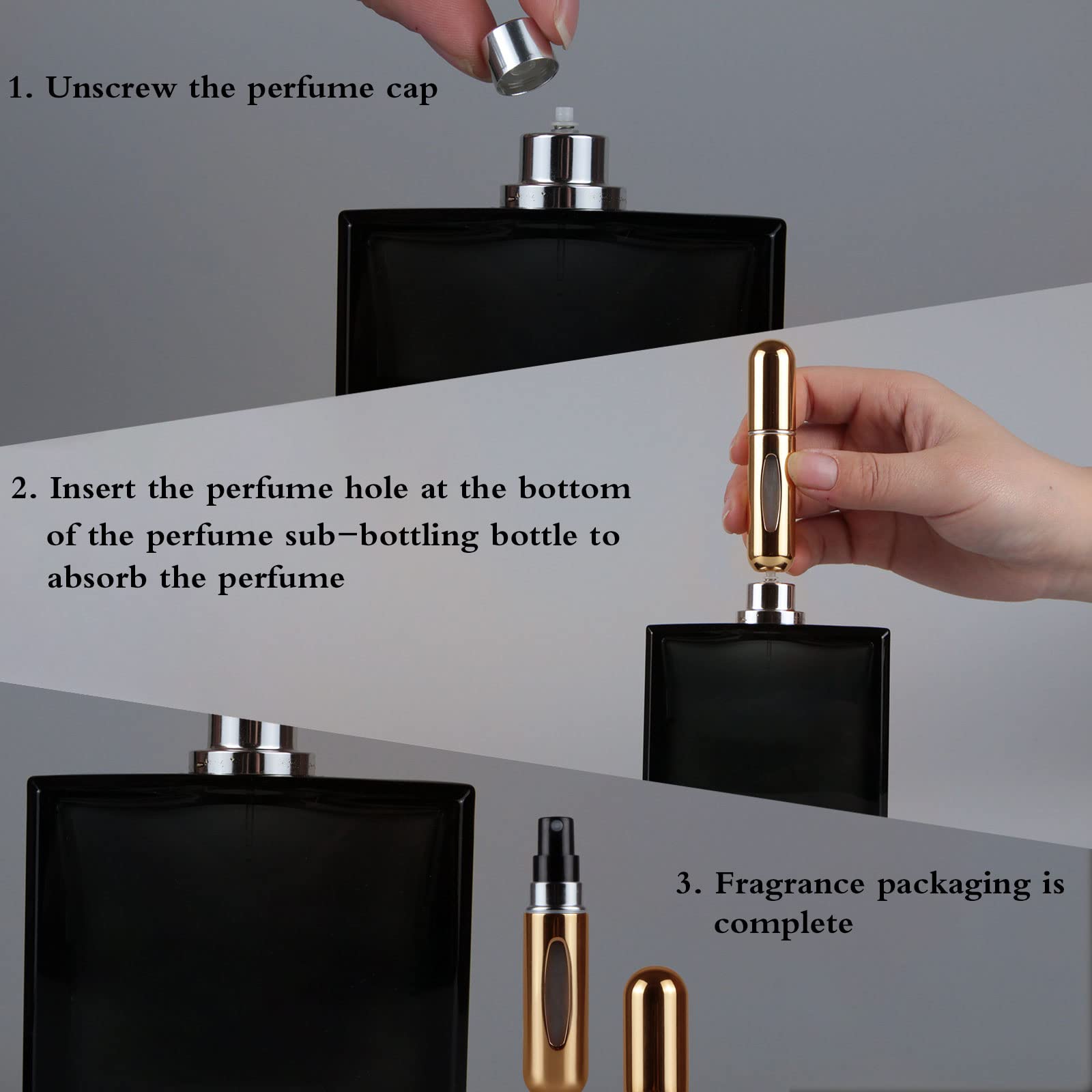 4Pcs Refillable Perfume Atomizer Bottles - Portable 5ml Travel Perfume Spray Bottles for Women & Men, Leak-Proof Mini Perfume Dispensers (Gold) - Perfect for Travel, Gym, Office & Daily Touch-Ups