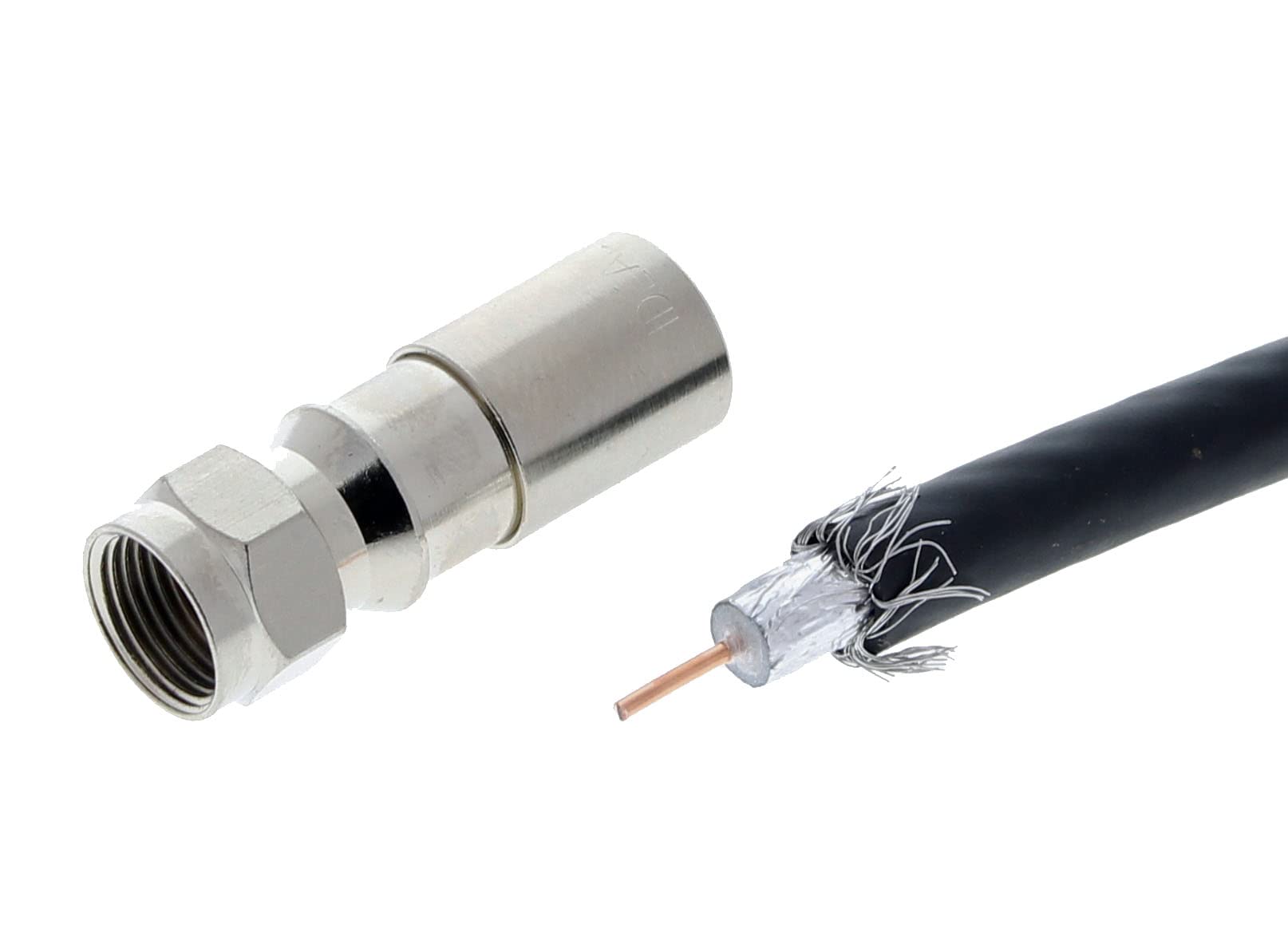 IDEAL Electrical 92-656 RTQ XR RG-6 F Compression Connectors - Male F Connectors for Cable & Satellite TV (100-Pack Jar) - Perfect for Home Theater & Digital Signal Installations