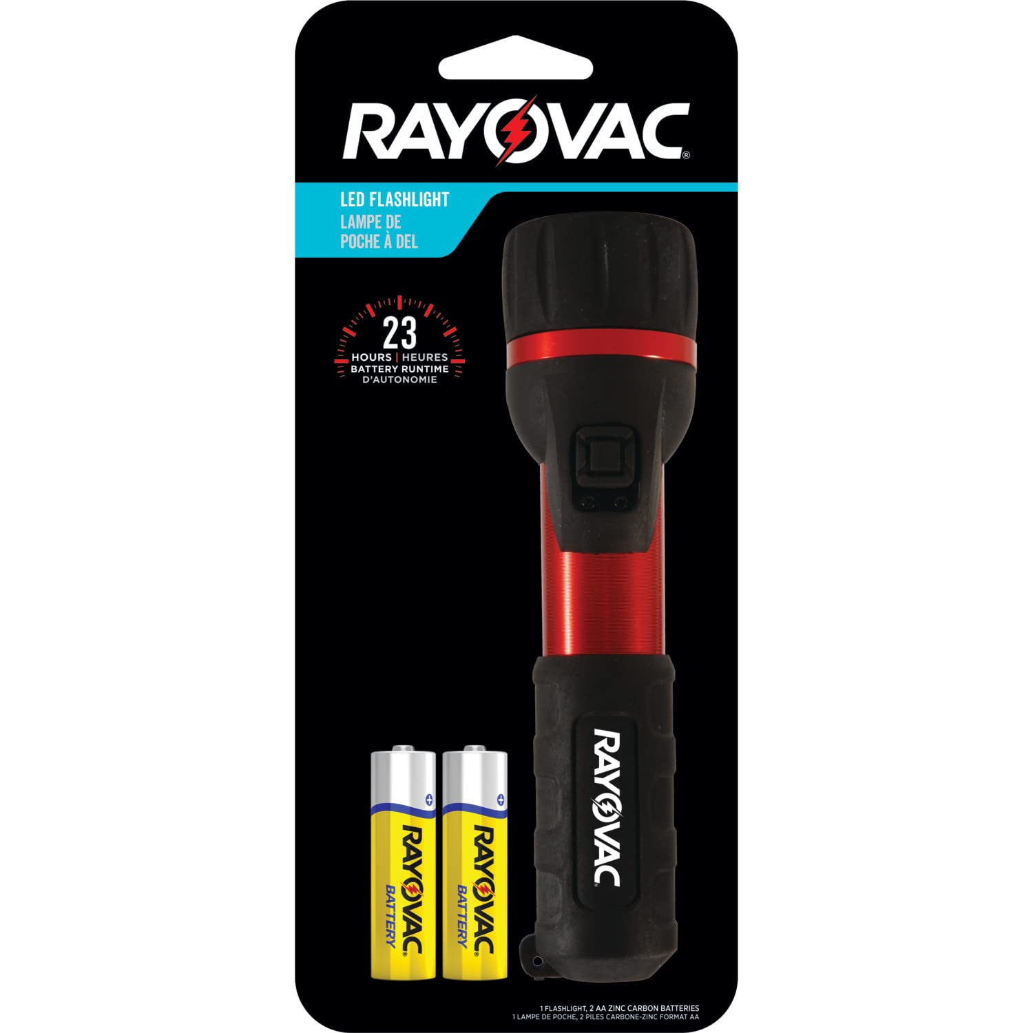 Rayovac LED Flashlight with Batteries Included - Durable Rubber & Aluminum Flashlight for Power Outages, Emergency Kits, Camping Gear, Hiking Essentials, Dog Walking at Night | Perfect for Home Safety, Outdoor Adventures and Nighttime Activities